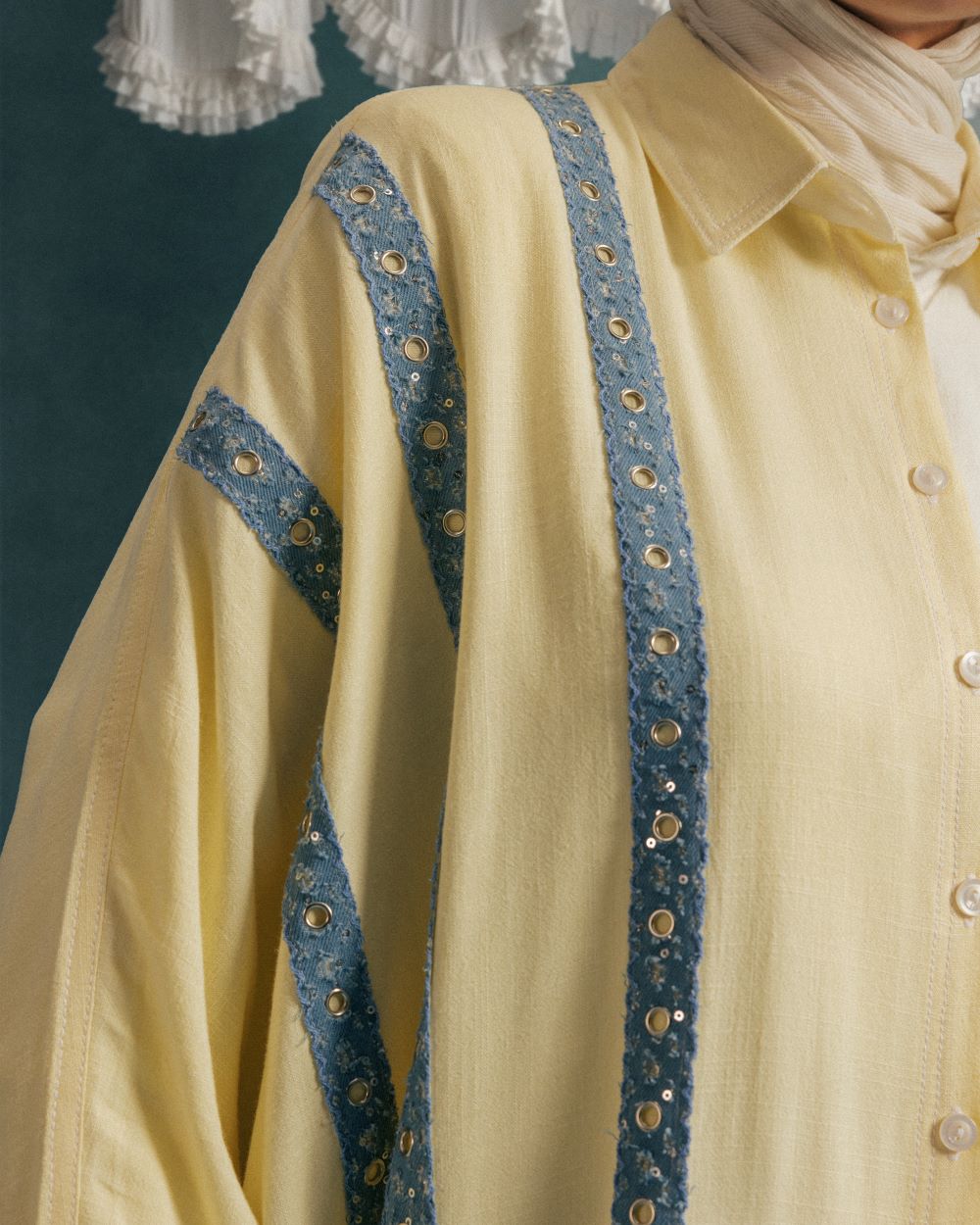 DENIM TOUCH LINEN SHIRT-YELLOW