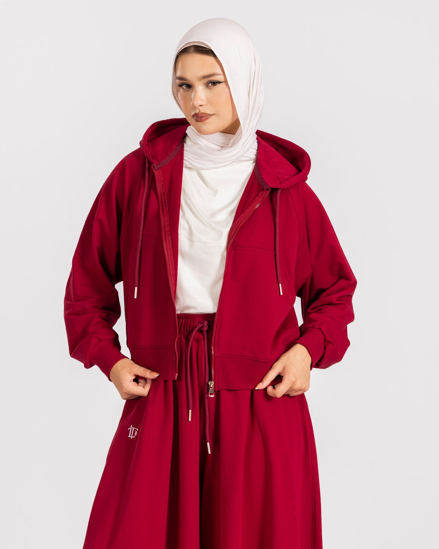 CROPPED KAYAN SET-BURGANDY