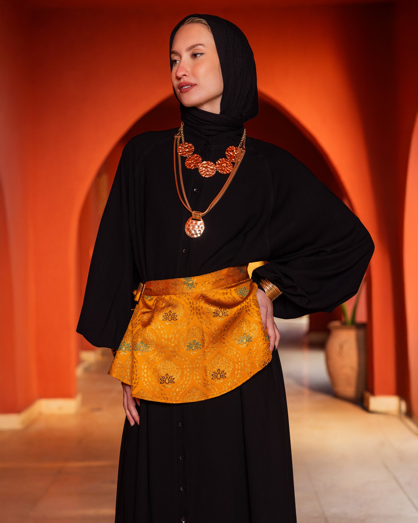 INDIAN THERMA SKIRT-MUSTARD