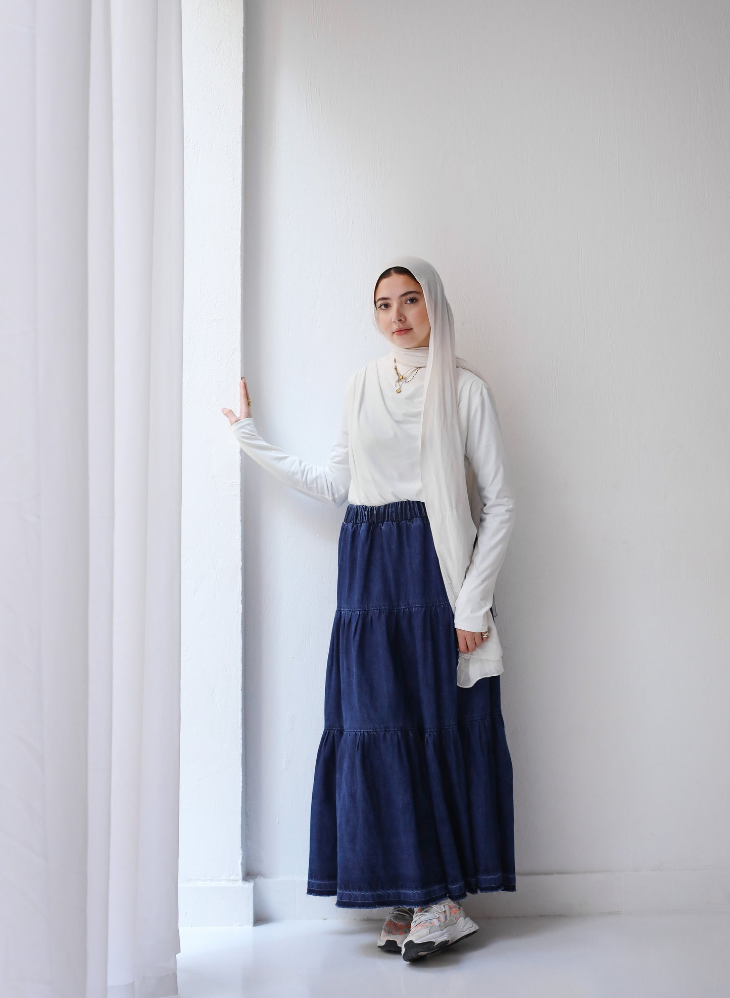 DENIM SKIRT-DARK BLUE