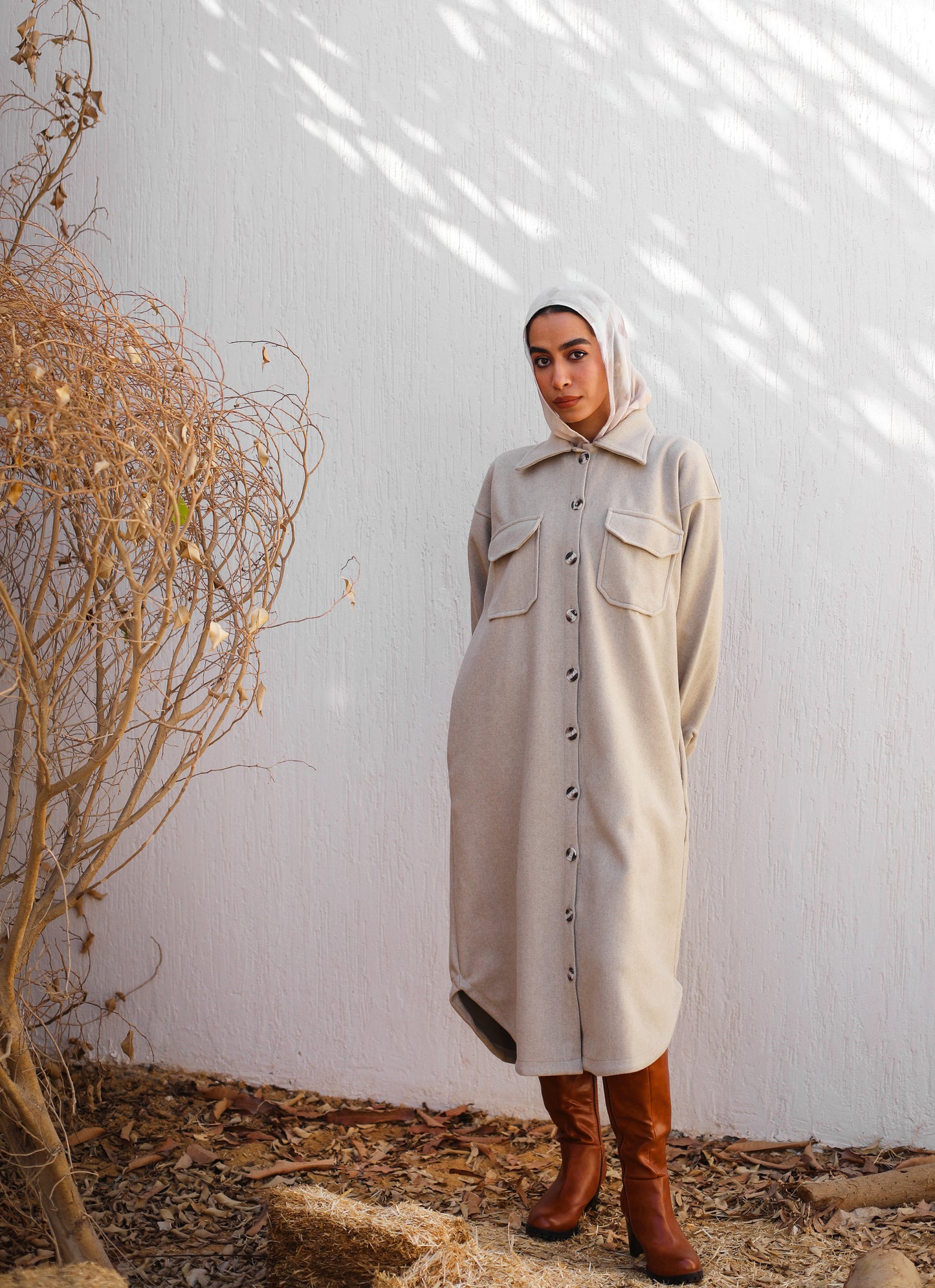LONG WOOL JACKET BEIGE