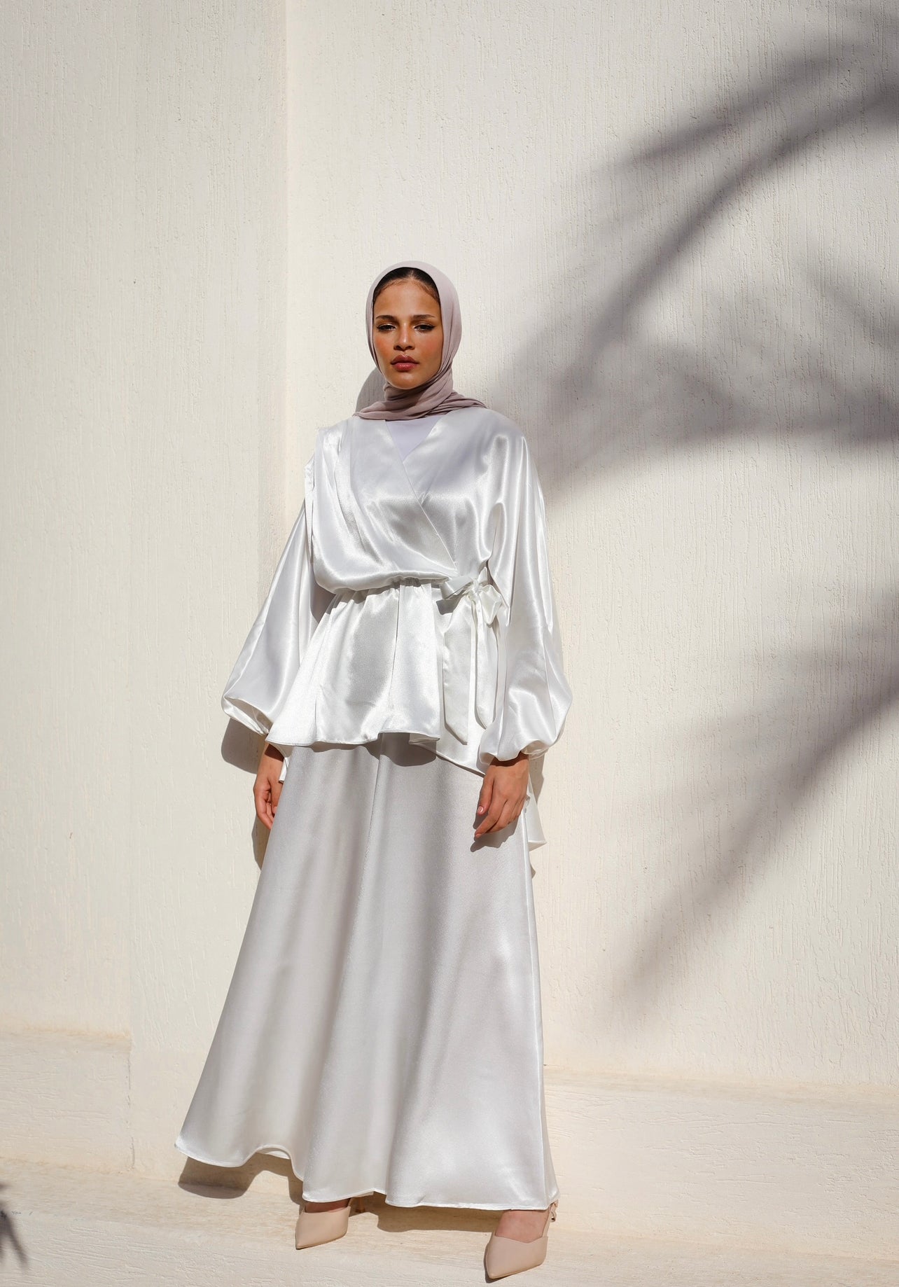 SATIN WIDE LEG PANTS