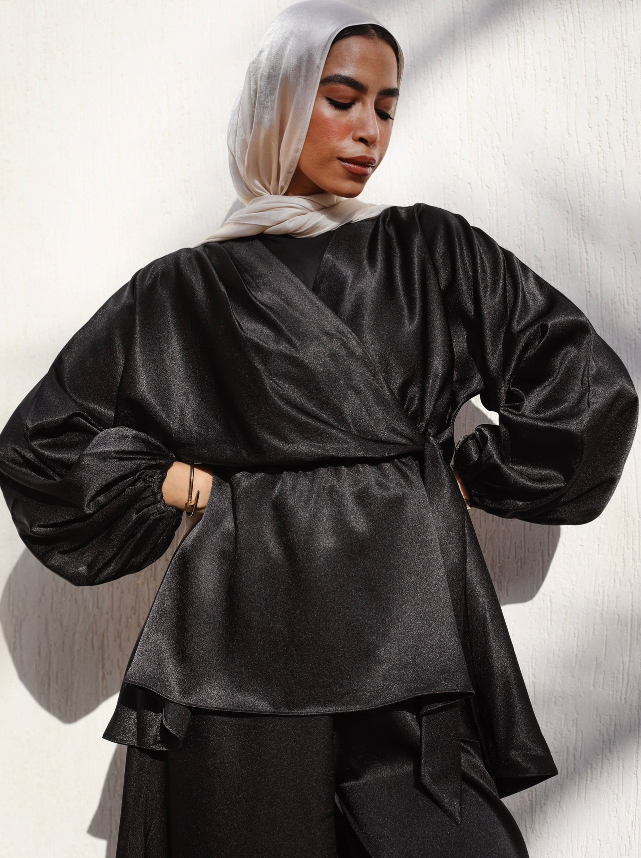 BLACK SATIN BLOUSE