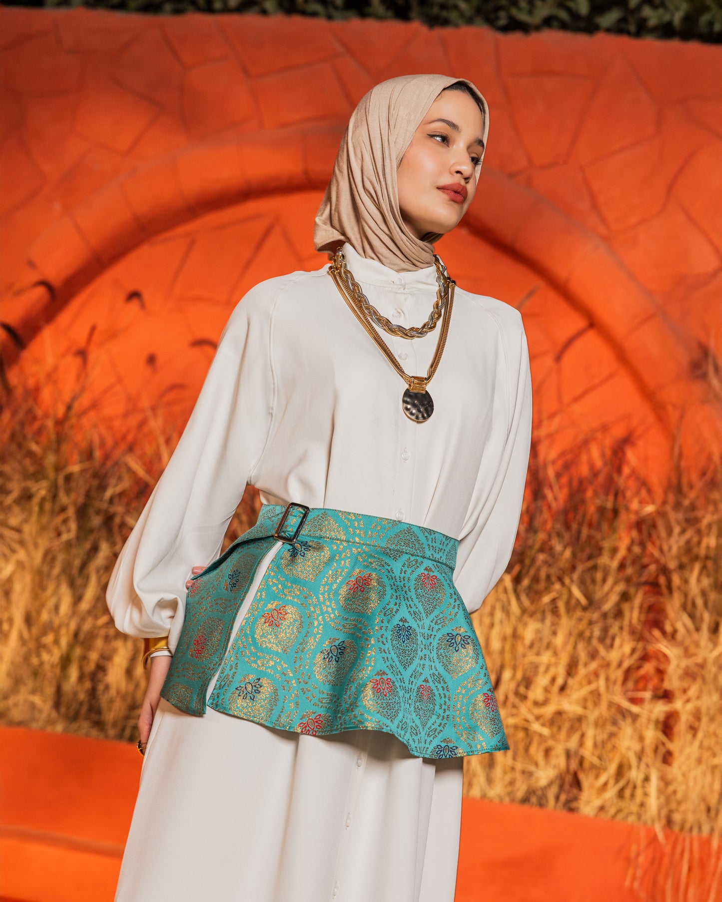INDIAN THERMA SKIRT-BLUE
