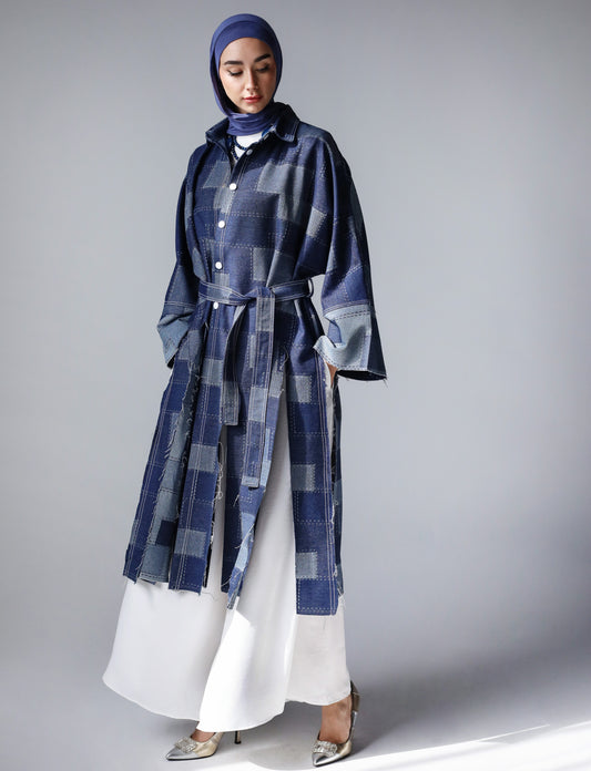 LONG PATCHWORK DENIM JACKET