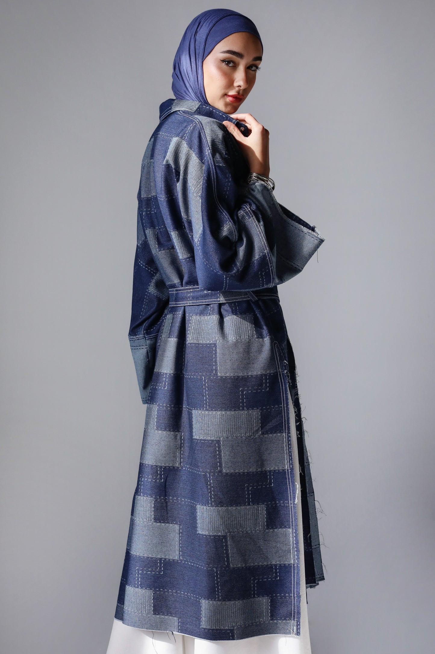 LONG PATCHWORK DENIM JACKET