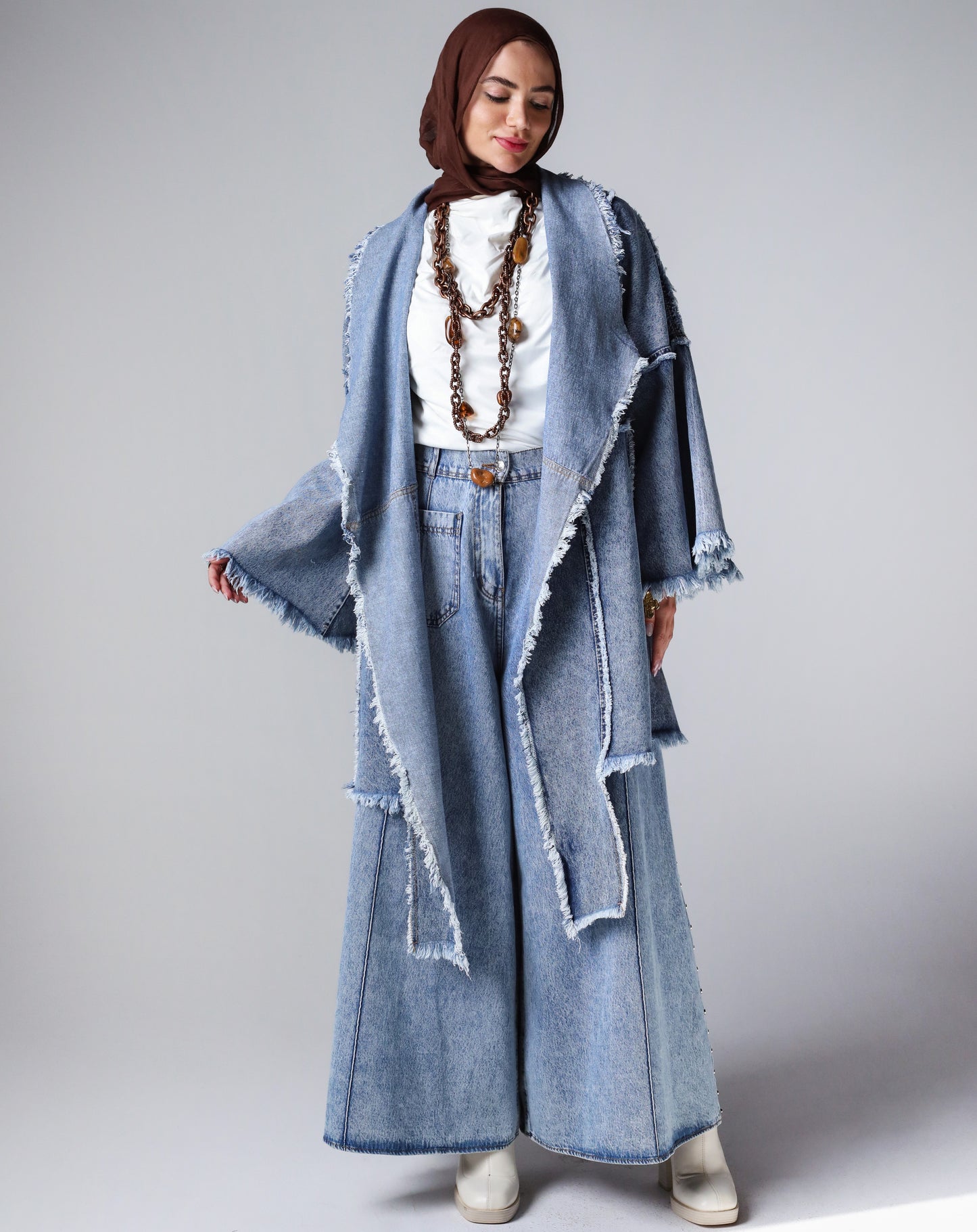 BOHO DENIM JACKET -LIGHT BLUE