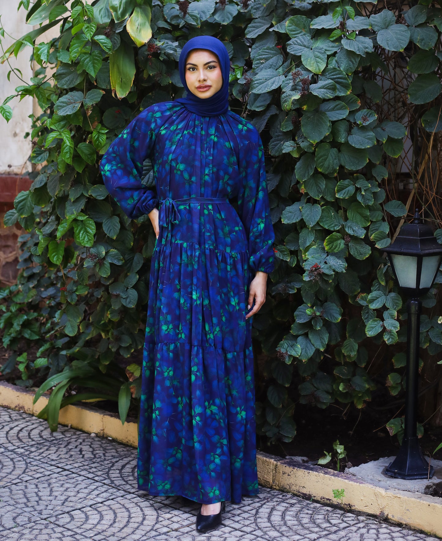 MIXED FULLY LINED CHIFFON DRESS
