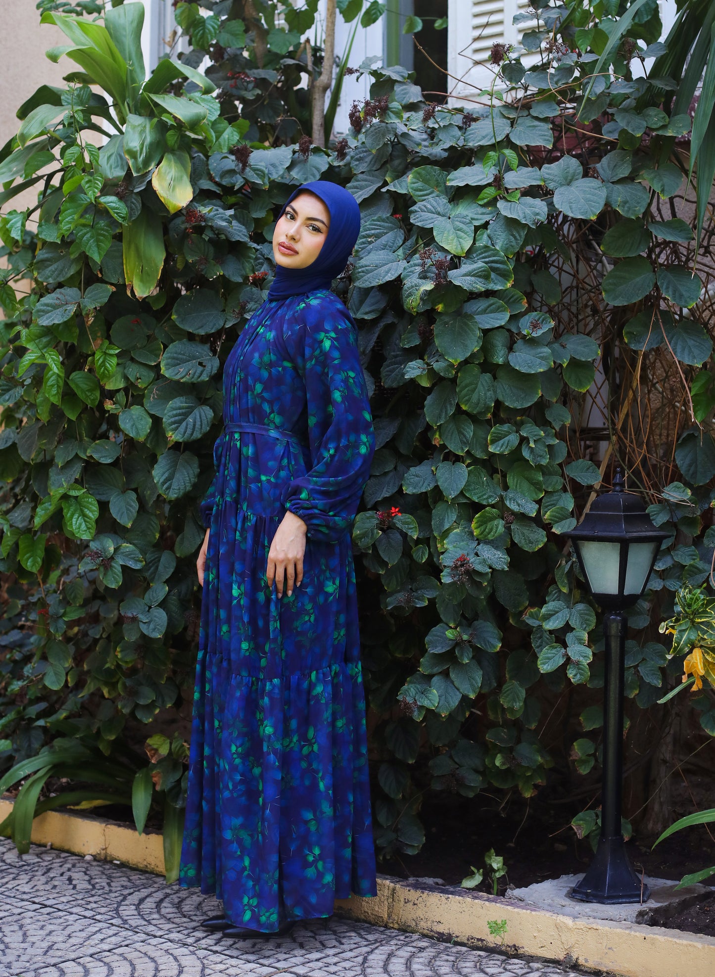 MIXED FULLY LINED CHIFFON DRESS