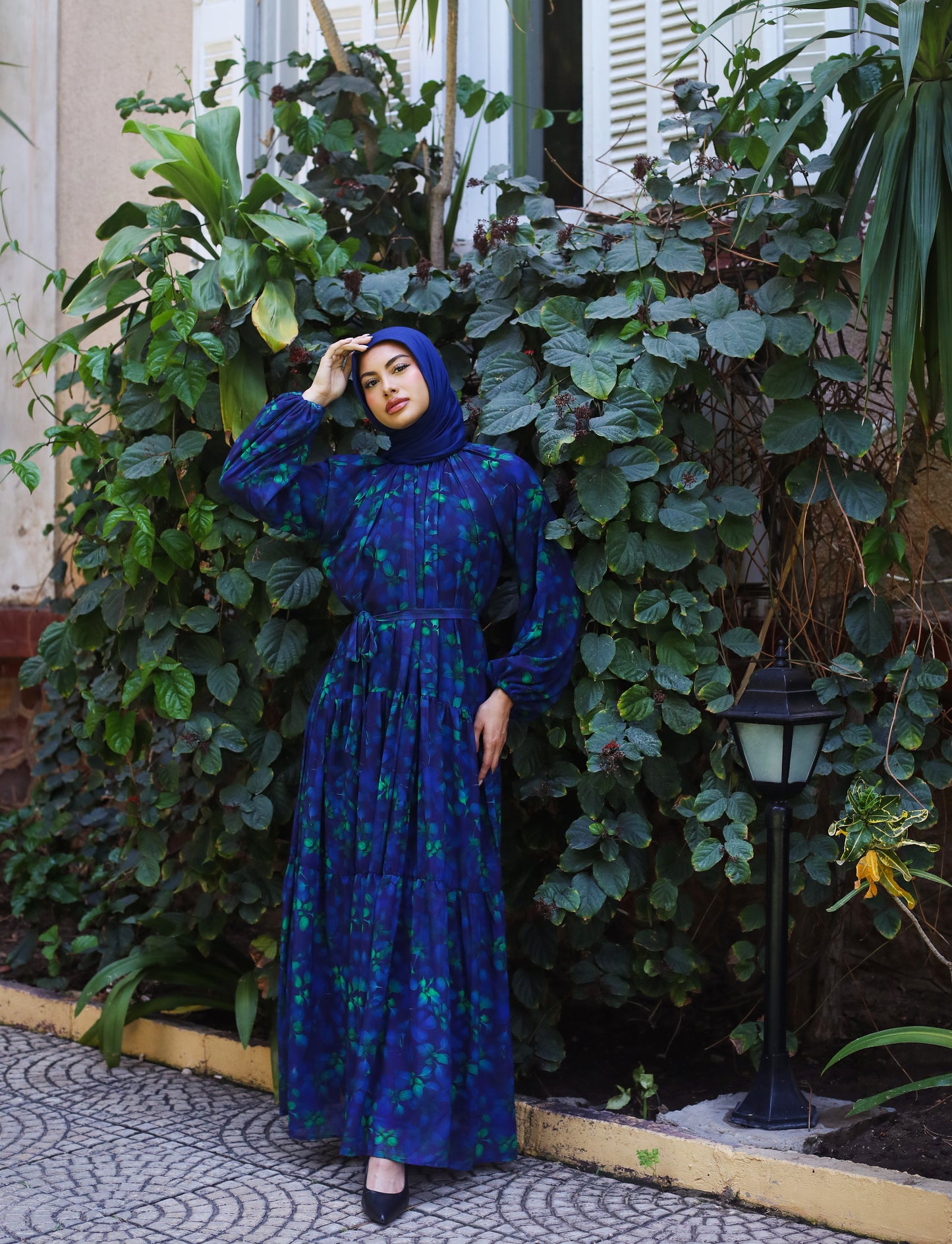 MIXED FULLY LINED CHIFFON DRESS