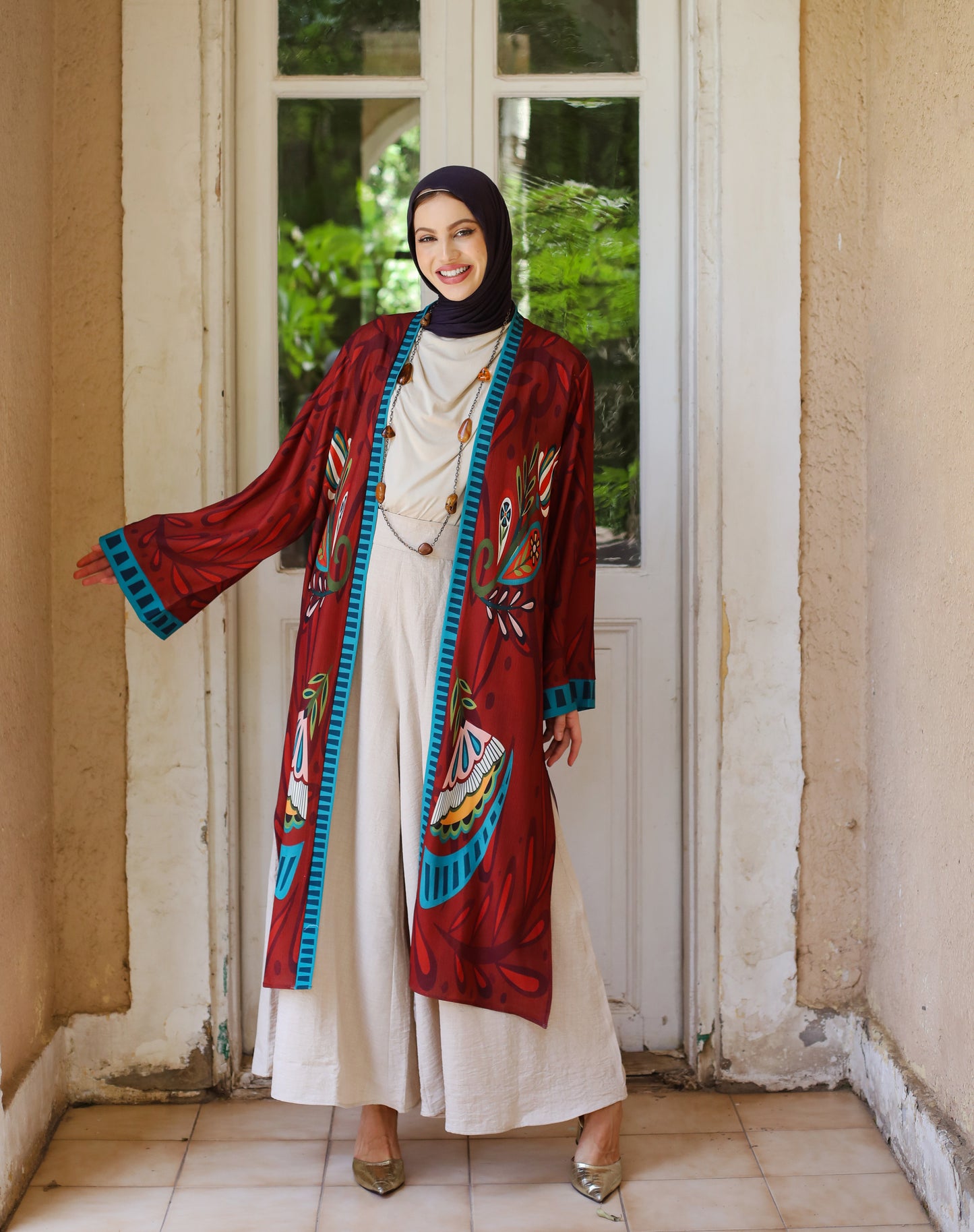 PRINTED BUTTERFLY KIMONO