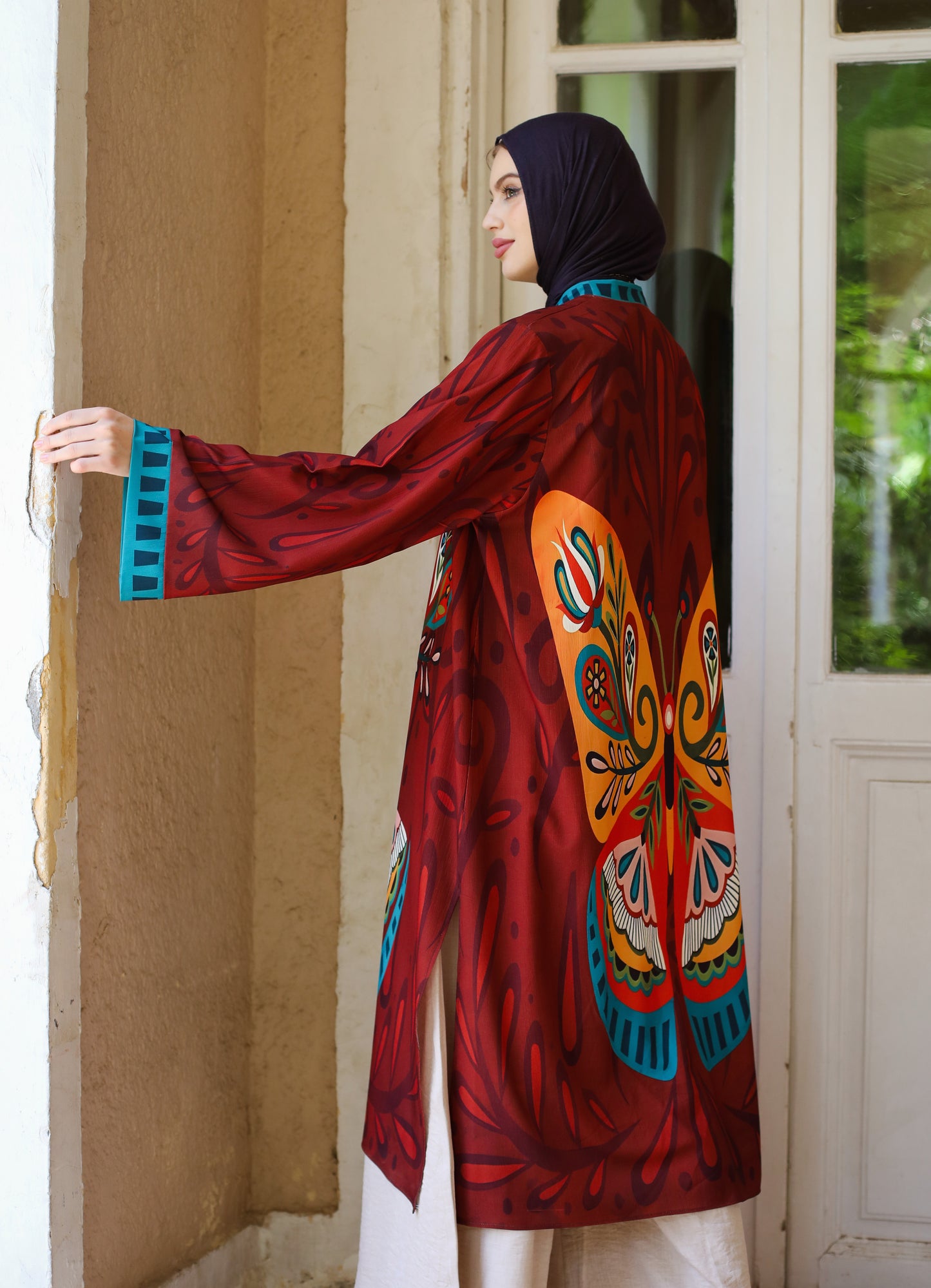 PRINTED BUTTERFLY KIMONO