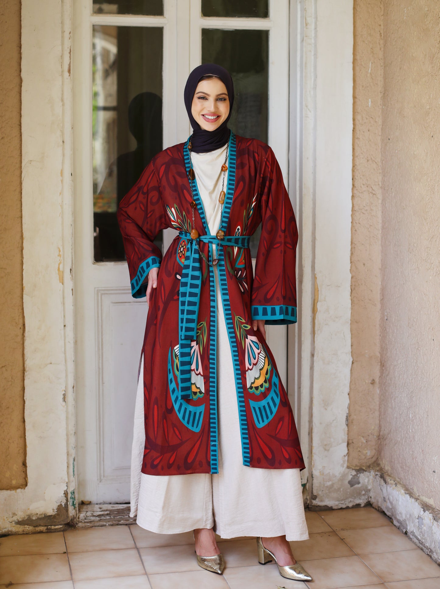 PRINTED BUTTERFLY KIMONO