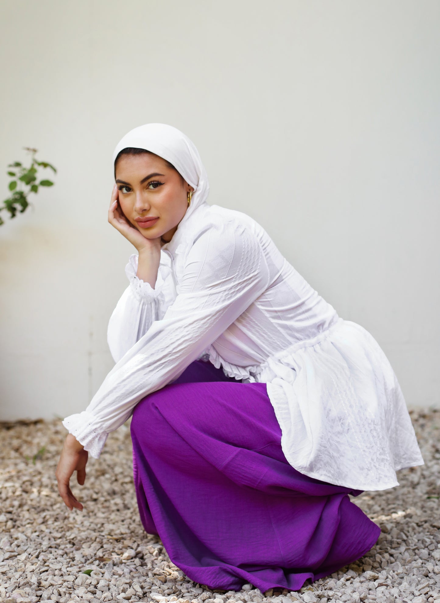 LINEN WIDE LEG PANTS-PURPLE