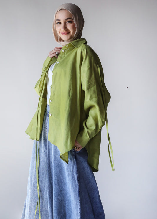 PURE LINEN SHIRT-KIWI