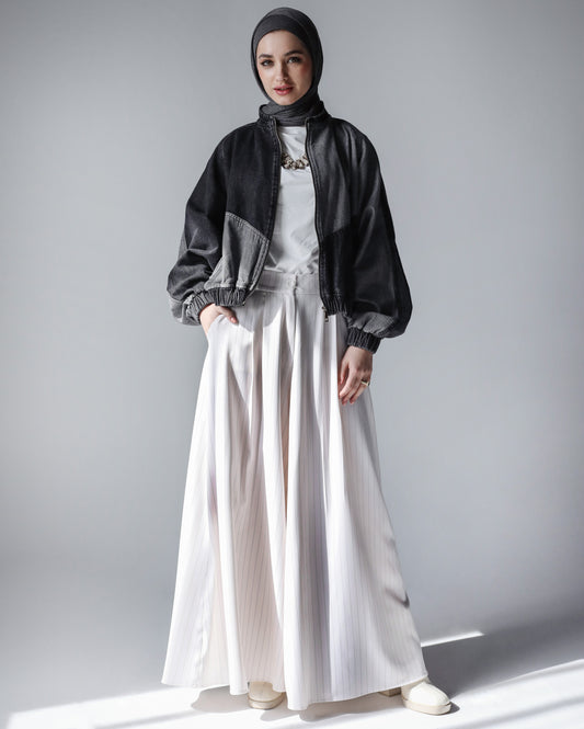 STRIPPED CLASSIC PANTS - WHITE