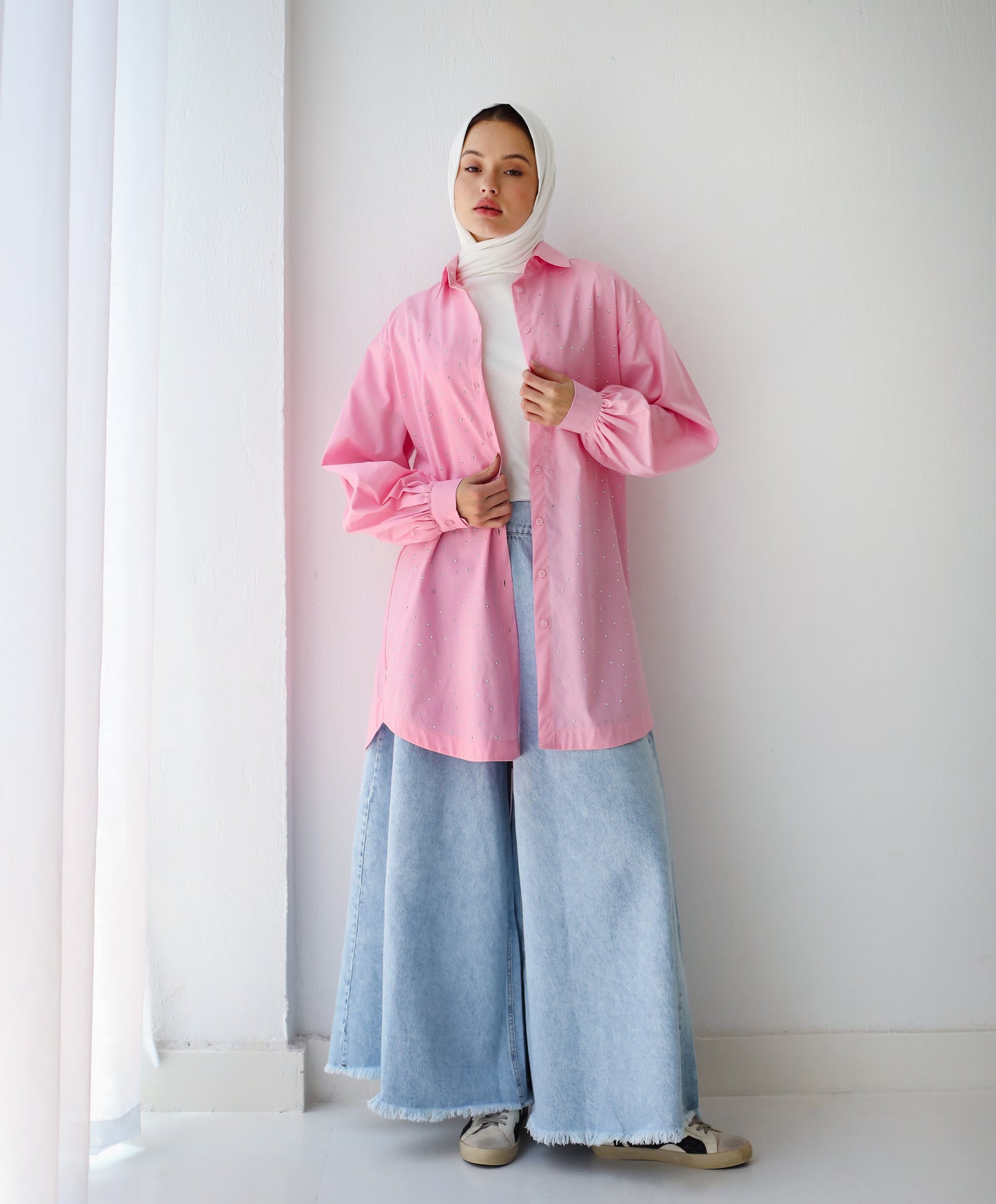 STRASS POPLIN SHIRT PINK