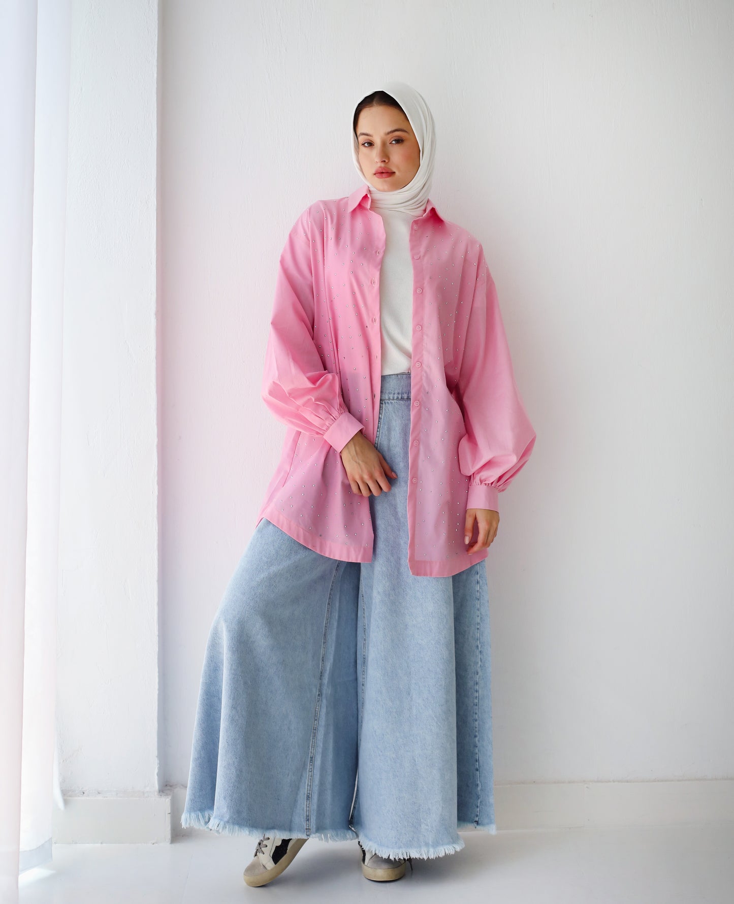 STRASS POPLIN SHIRT PINK