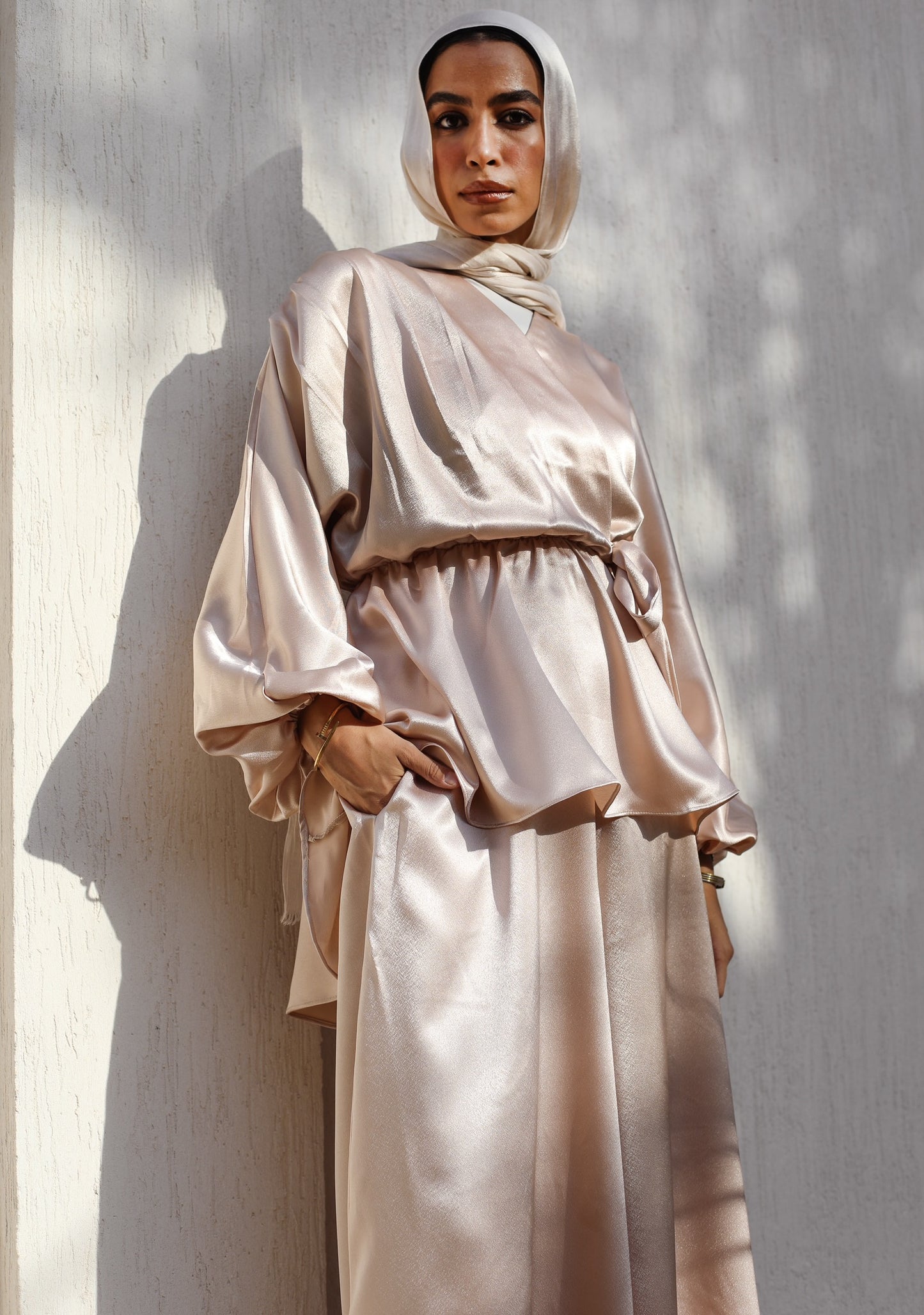 BEIGE SATIN BLOUSE