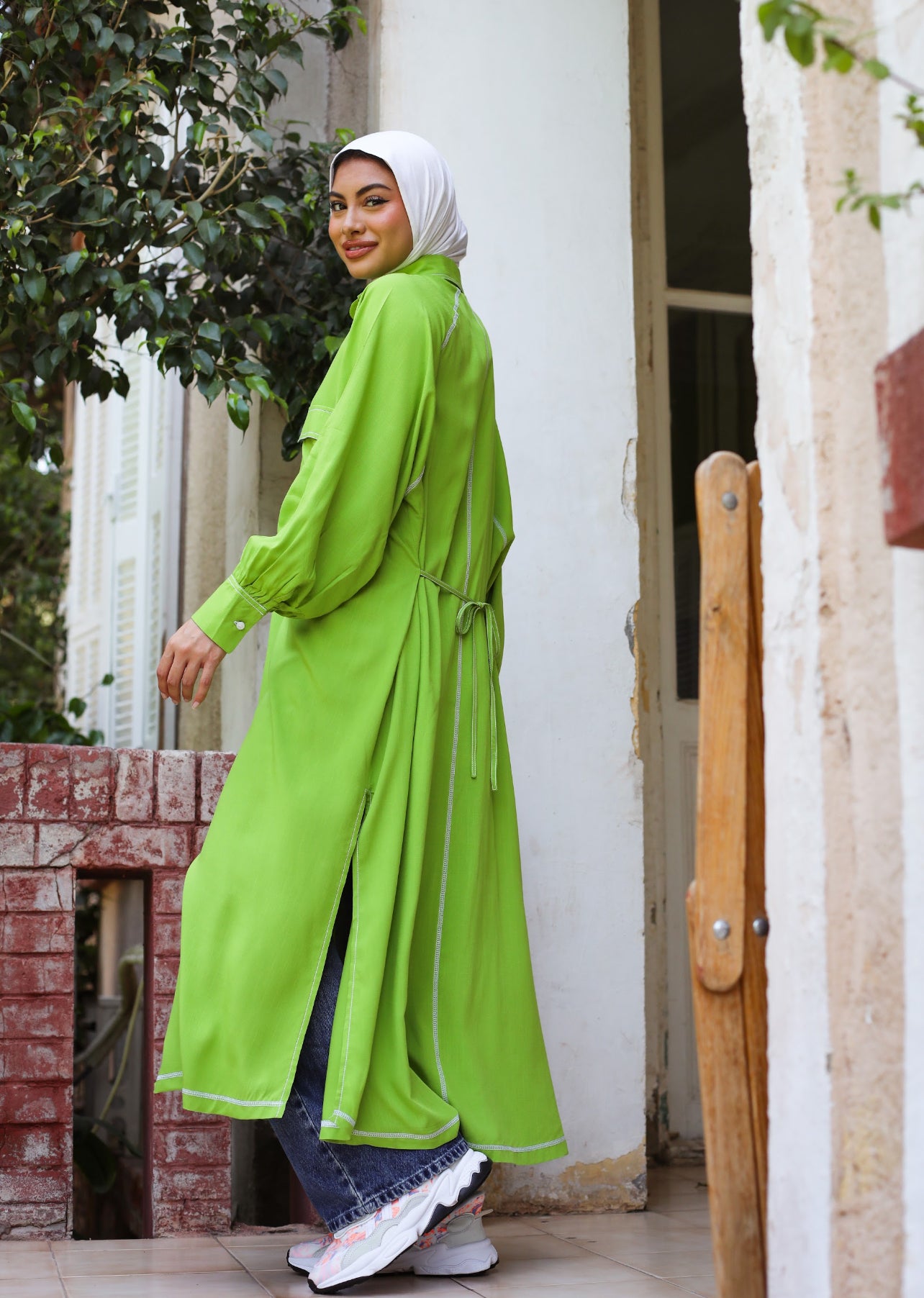 LONG COTTON SHIRT-GREEN