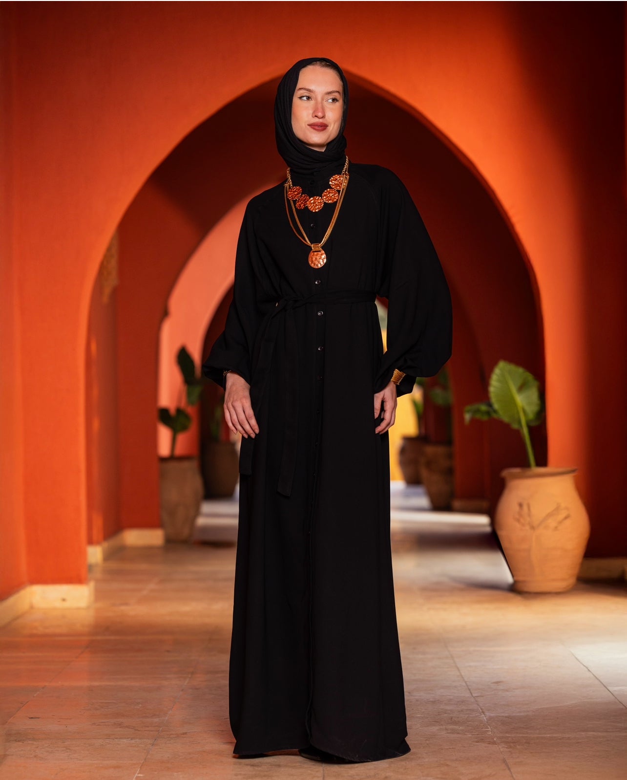 LONG CREPE DRESS BLACK
