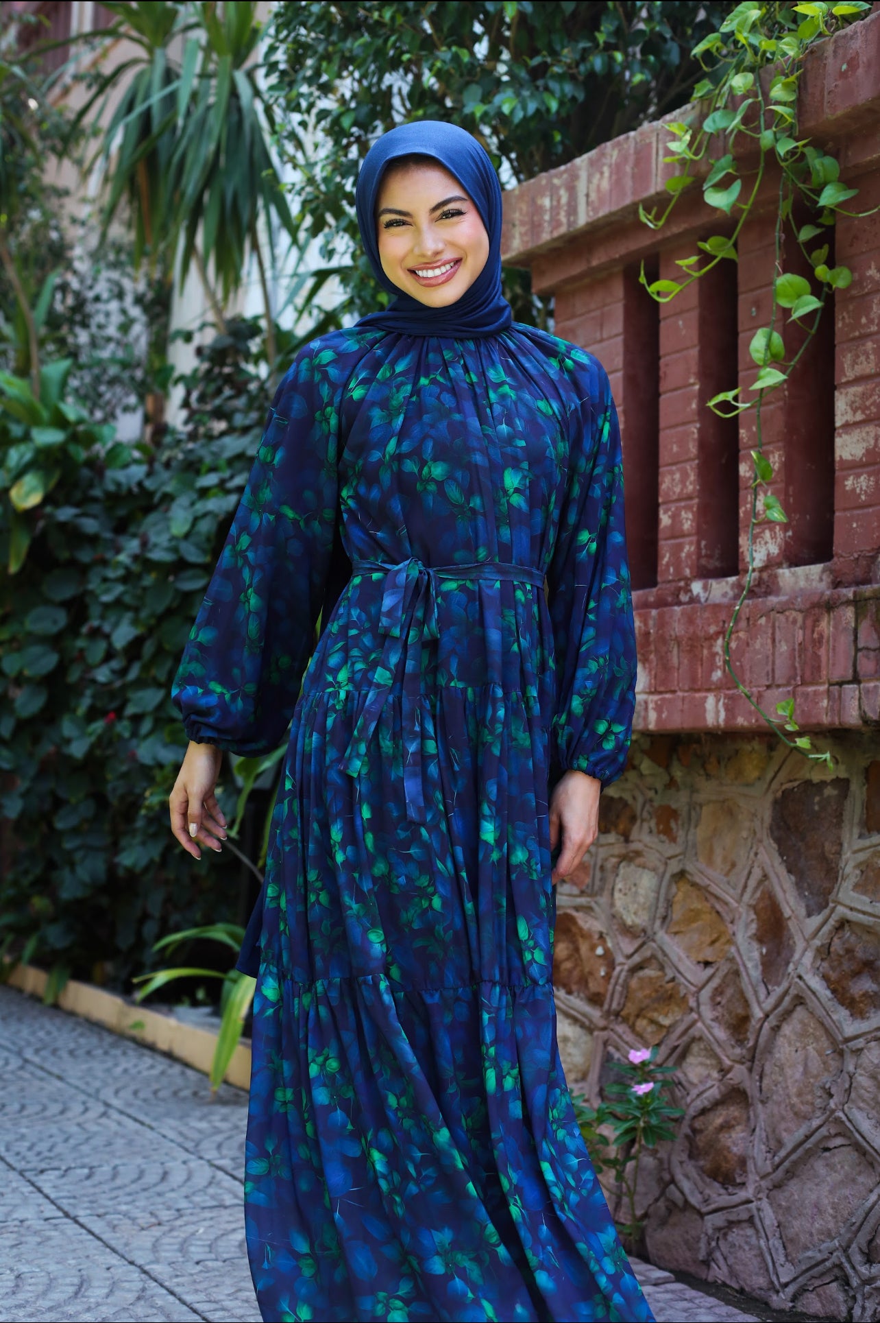 MIXED FULLY LINED CHIFFON DRESS