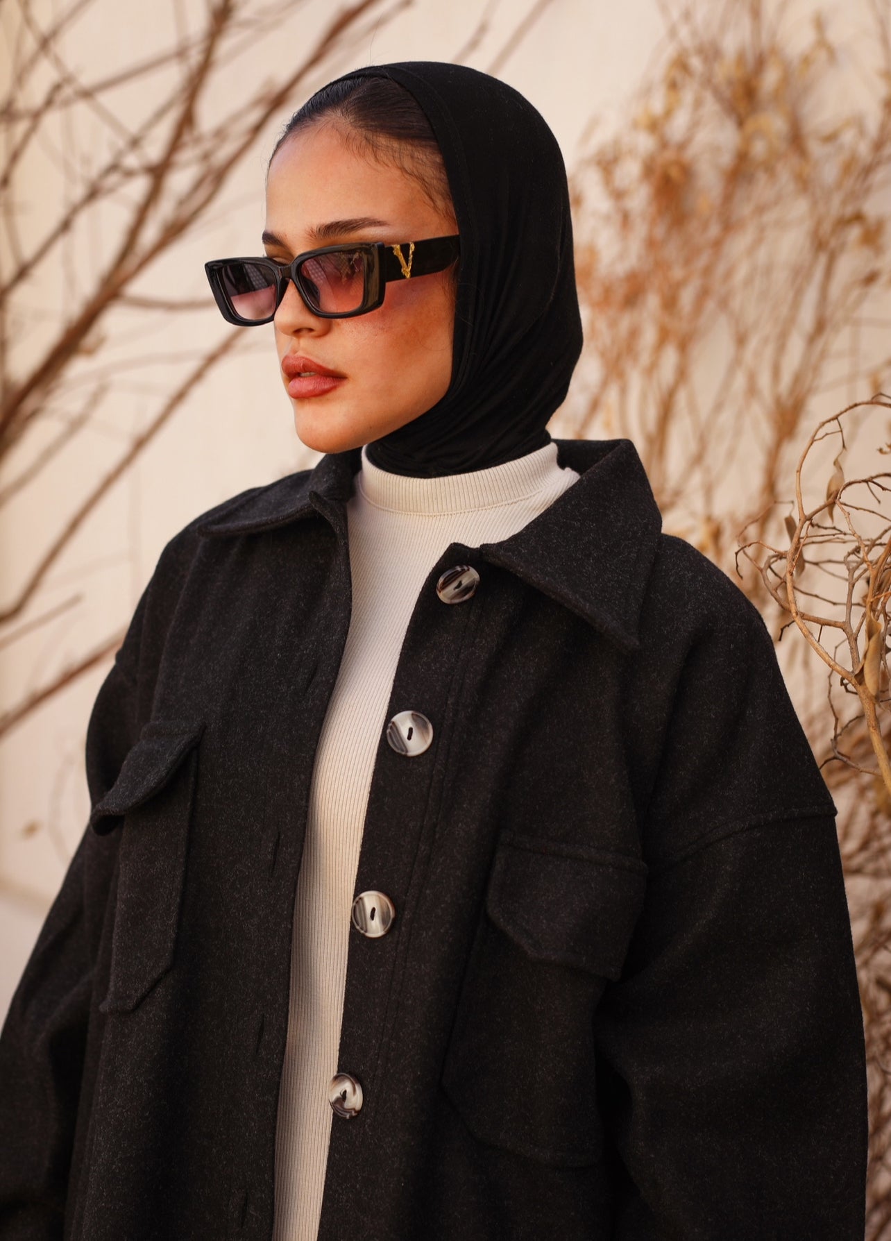 LONG WOOL JACKET BLACK
