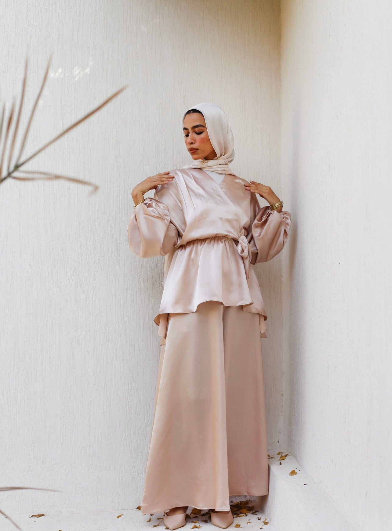 BEIGE SATIN BLOUSE