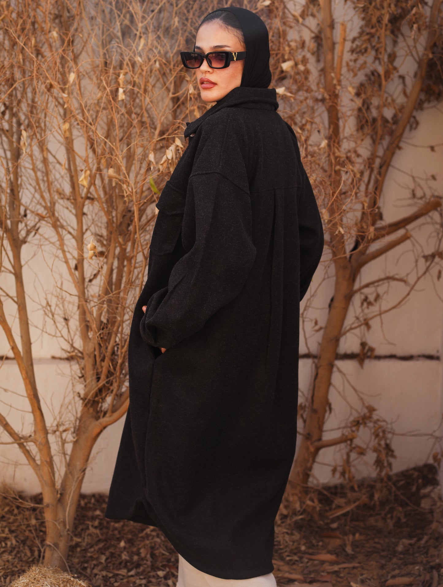 LONG WOOL JACKET BLACK