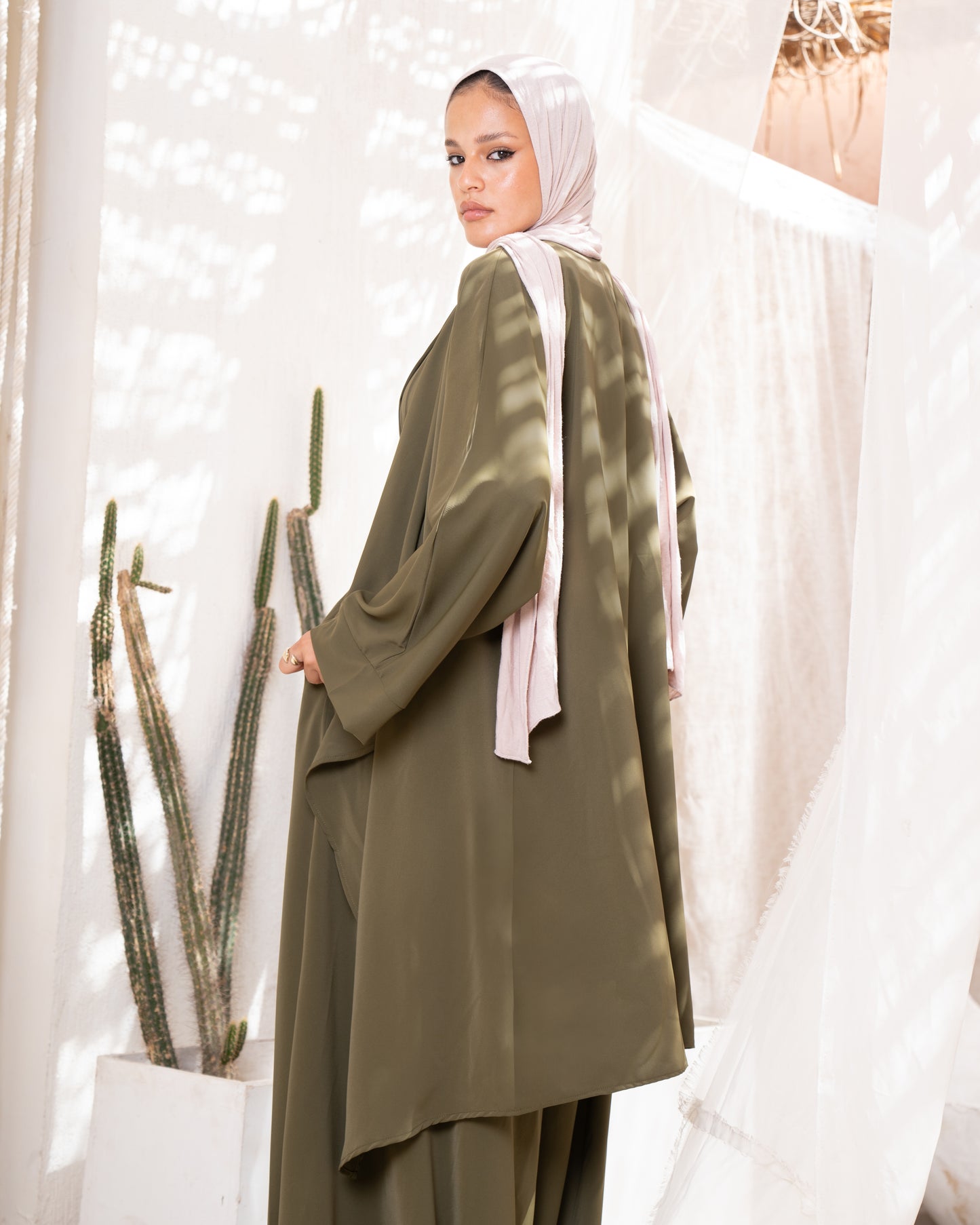 SOFT CREPE JUMPSUIT SET-OLIVE