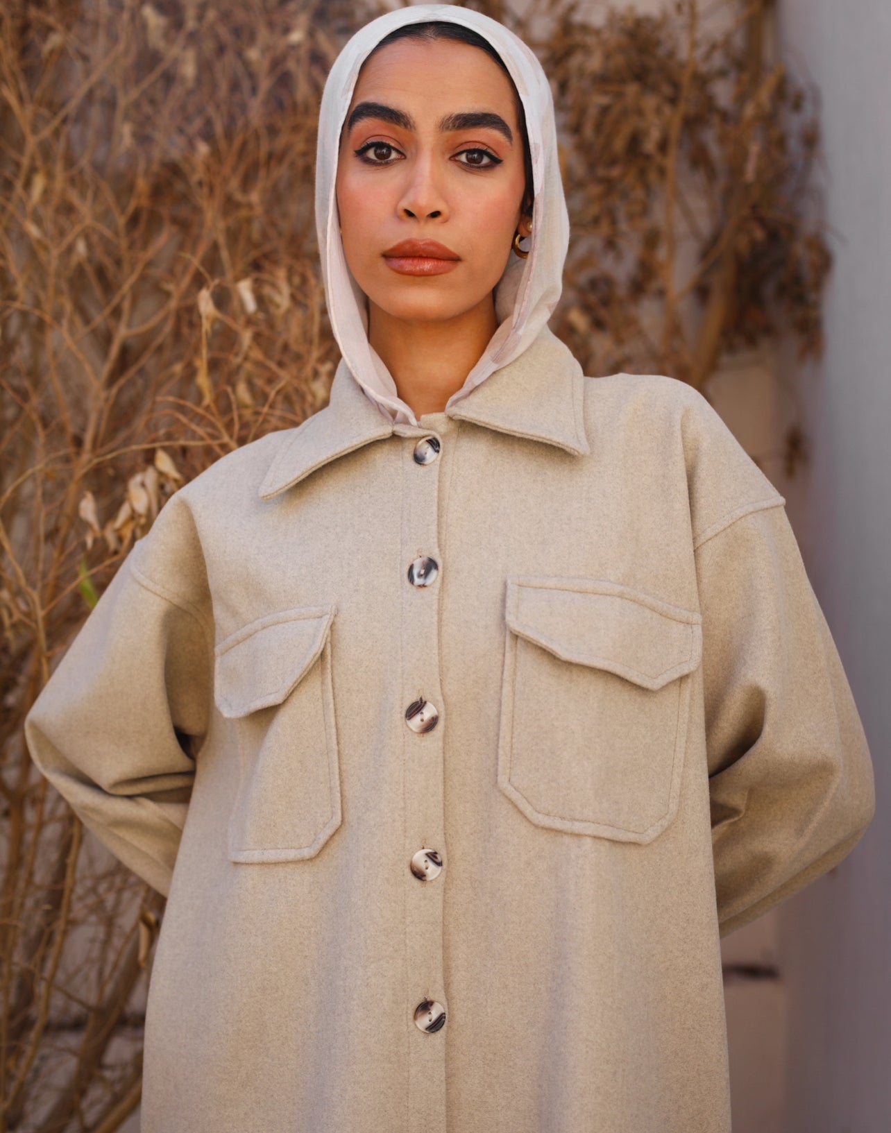LONG WOOL JACKET BEIGE