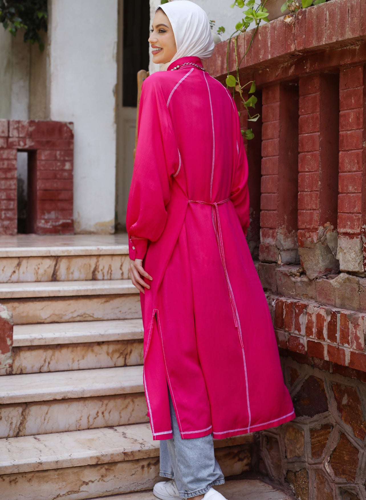 LONG COTTON SHIRT-FUSHIA