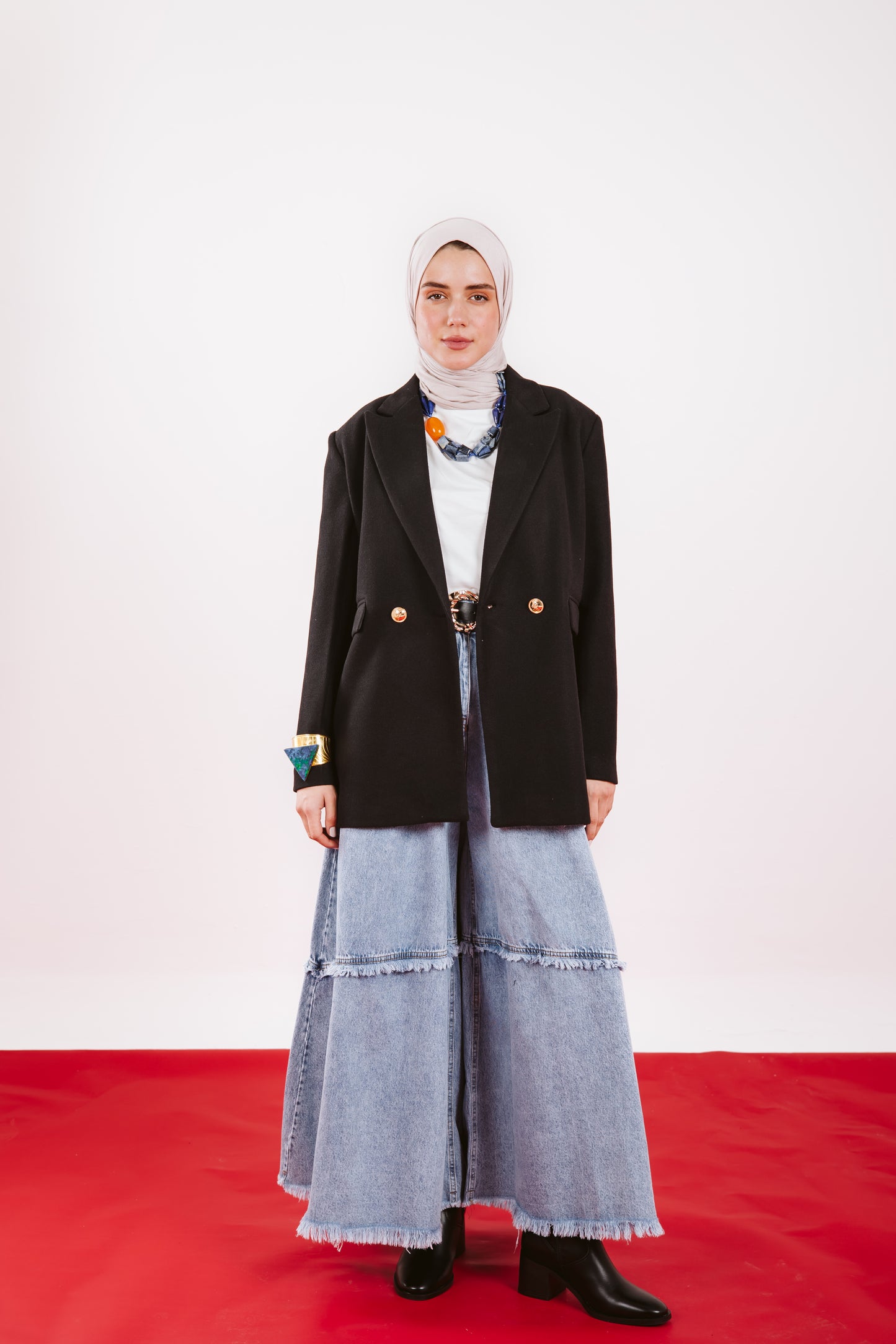 OVERSIZE WOOL BLAZER -BLACK