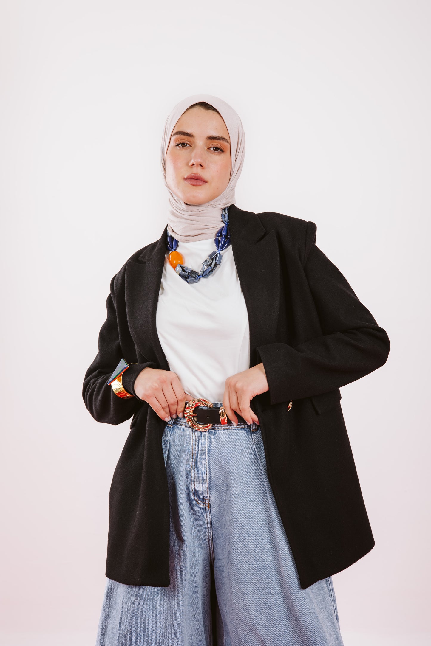 OVERSIZE WOOL BLAZER -BLACK