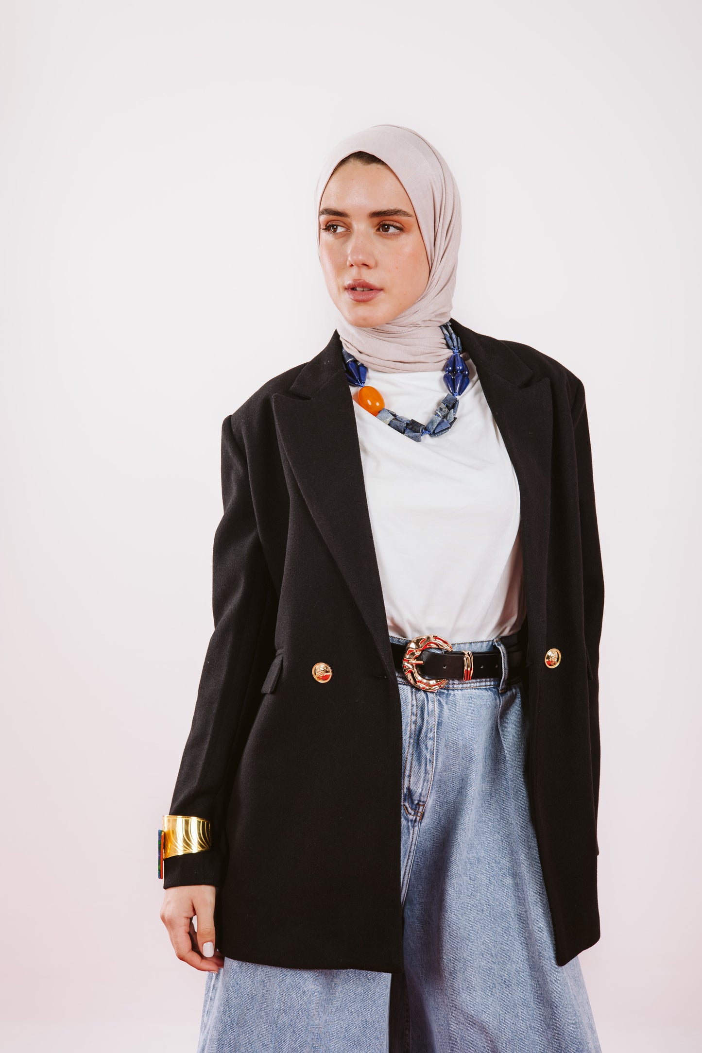 OVERSIZE WOOL BLAZER -BLACK