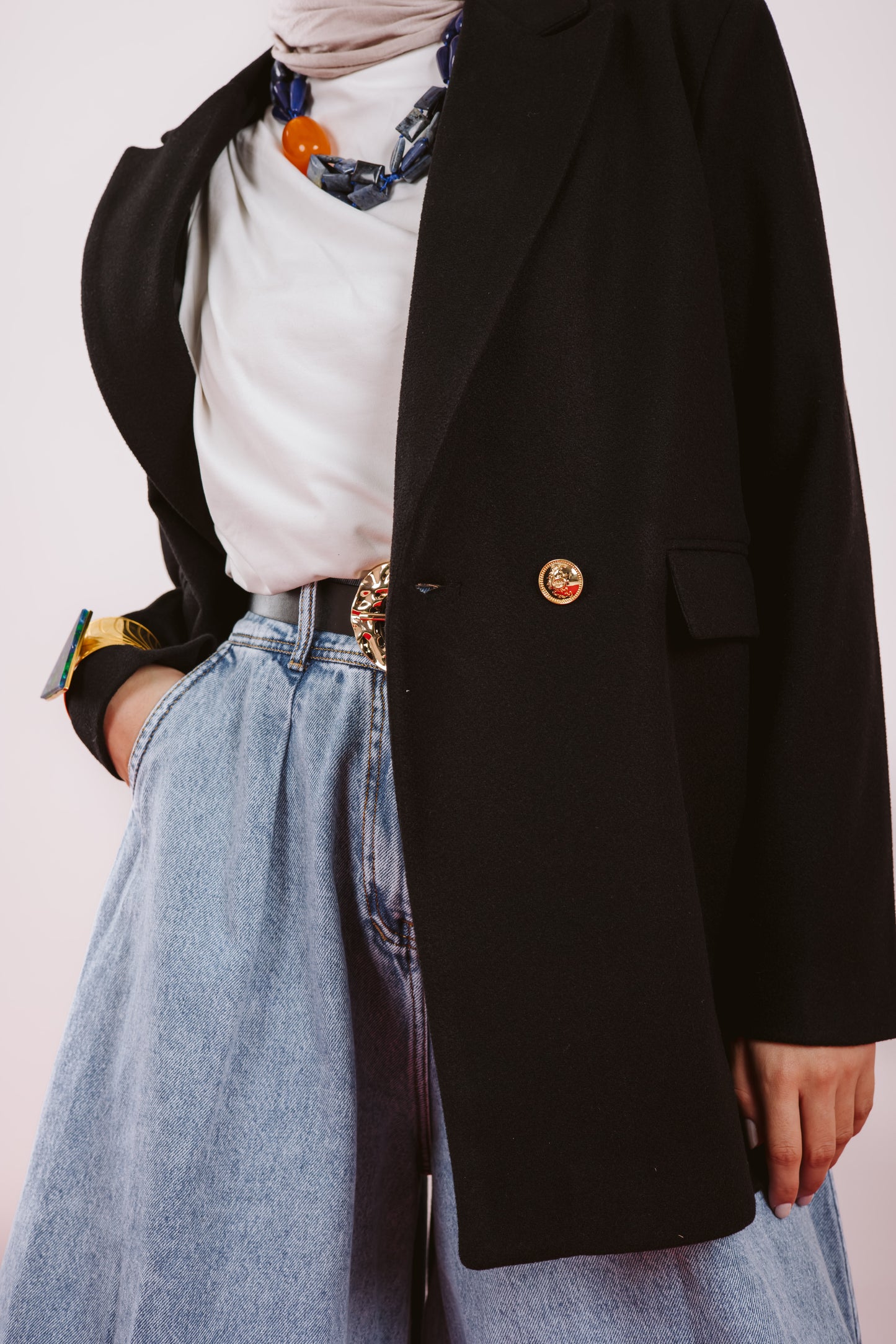 OVERSIZE WOOL BLAZER -BLACK