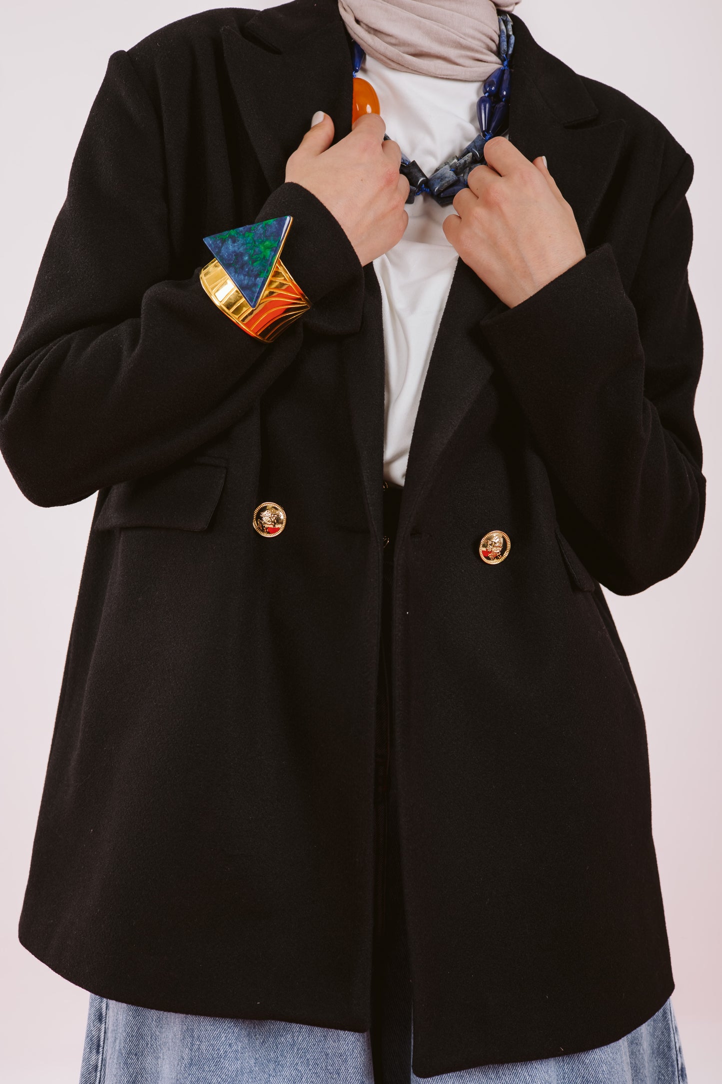 OVERSIZE WOOL BLAZER -BLACK
