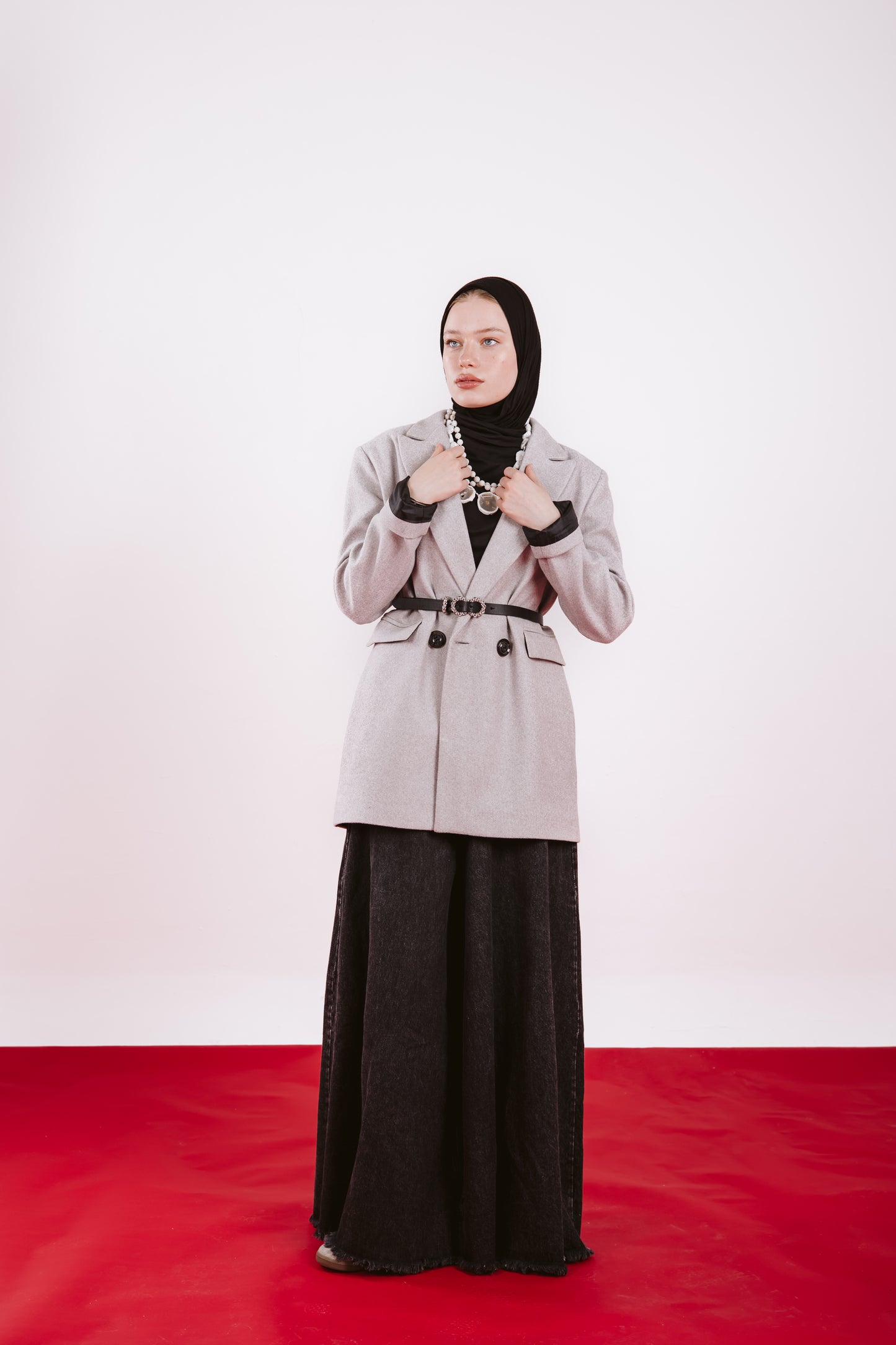 OVERSIZE WOOL BLAZER-GRAY
