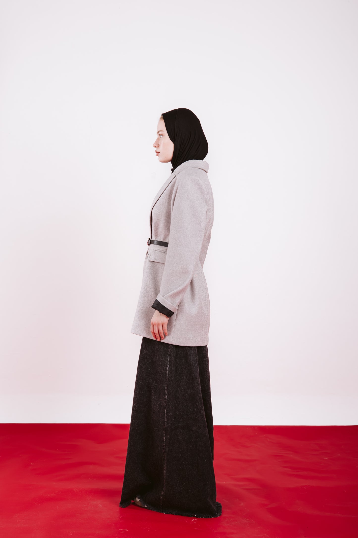 OVERSIZE WOOL BLAZER-GRAY
