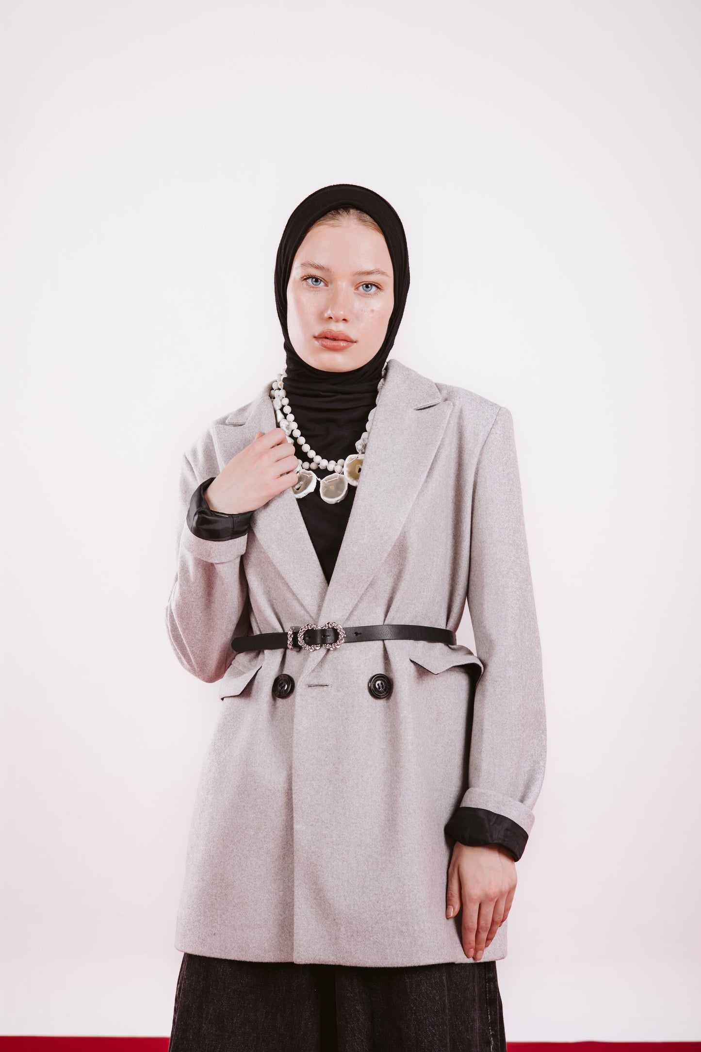 OVERSIZE WOOL BLAZER-GRAY