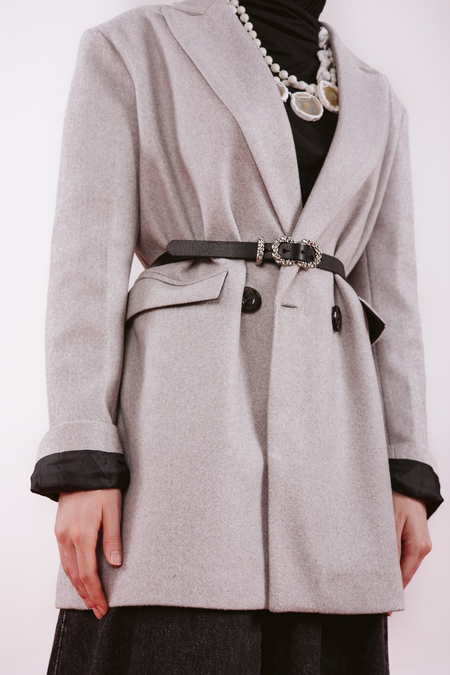 OVERSIZE WOOL BLAZER-GRAY