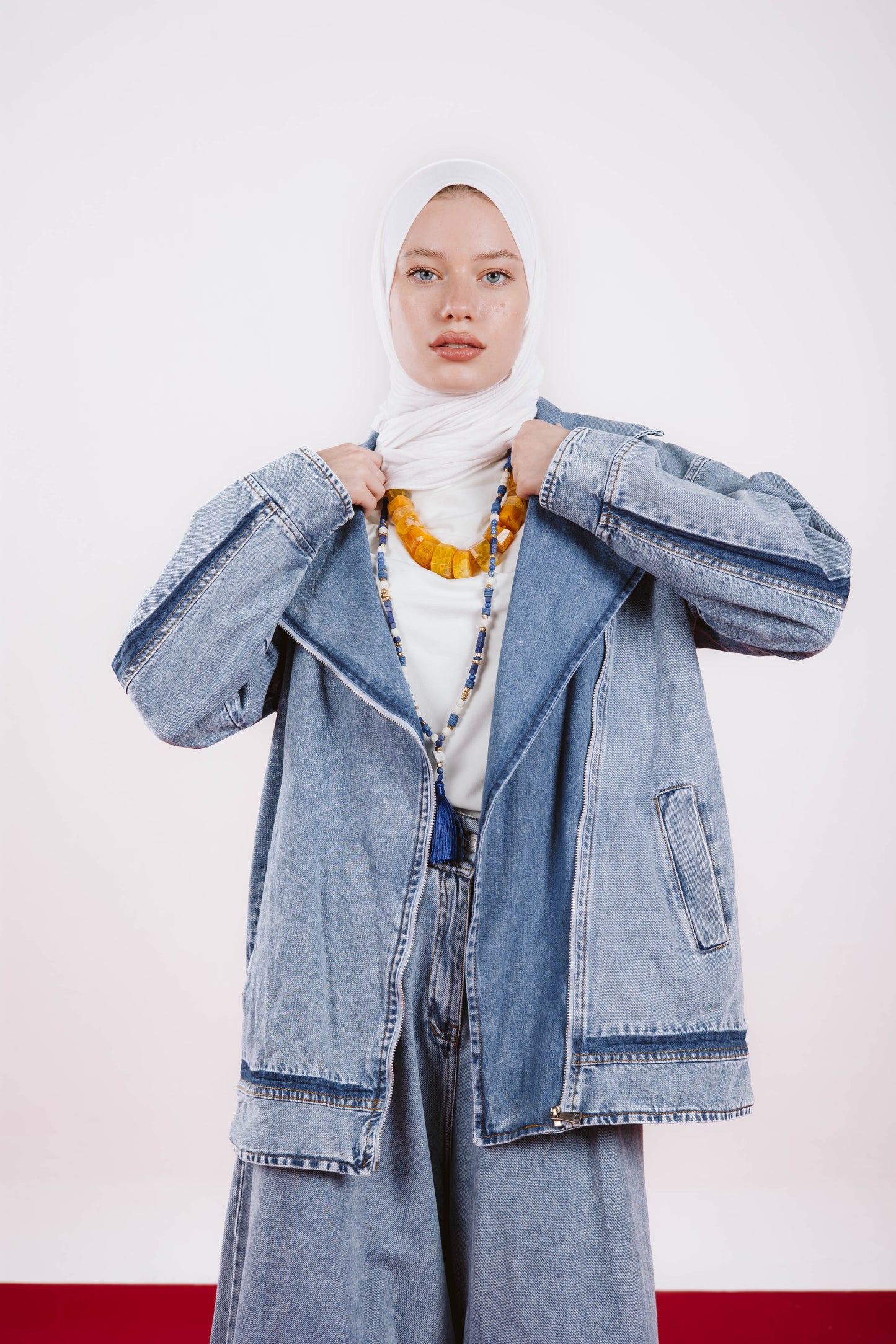 LONG OVERSIZE DENIM JACKET-LIGHT BLUE