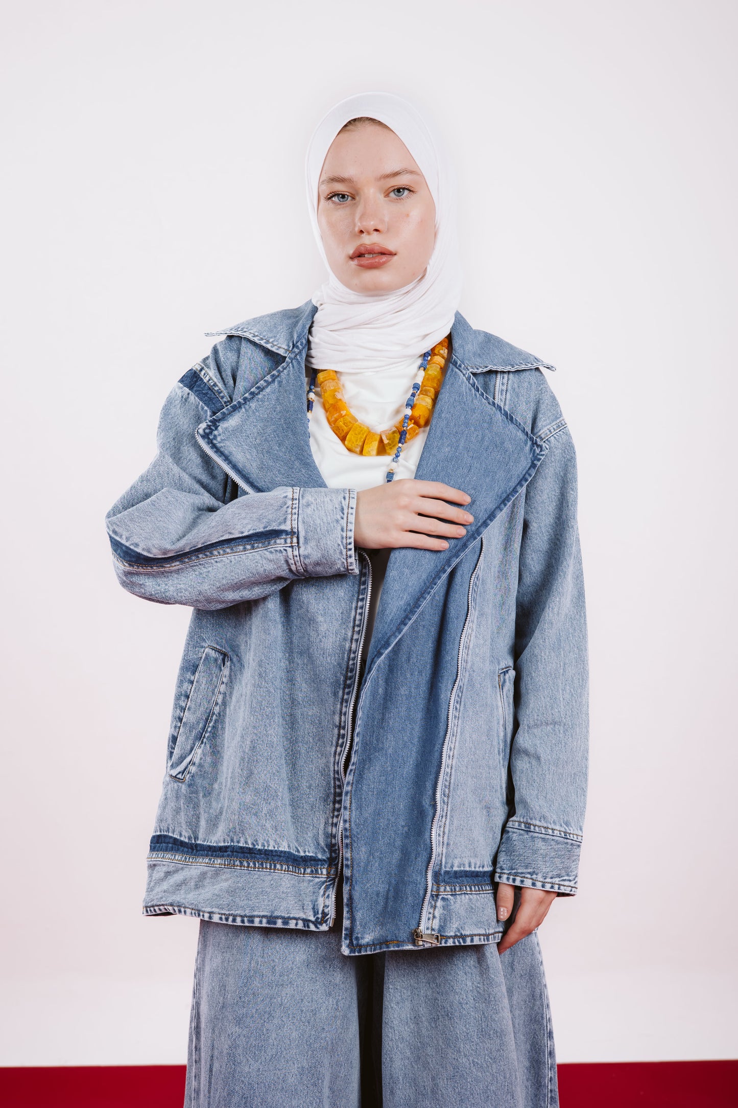 LONG OVERSIZE DENIM JACKET-LIGHT BLUE