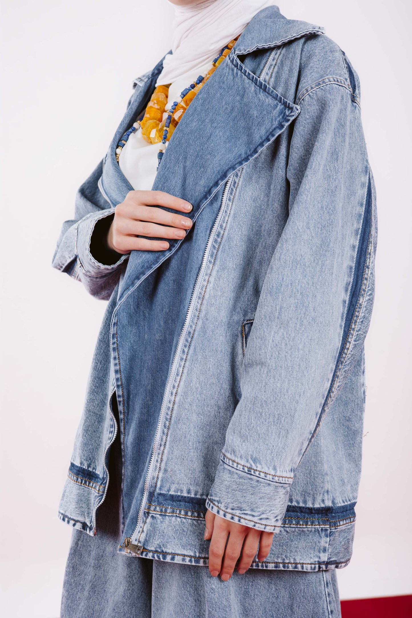LONG OVERSIZE DENIM JACKET-LIGHT BLUE