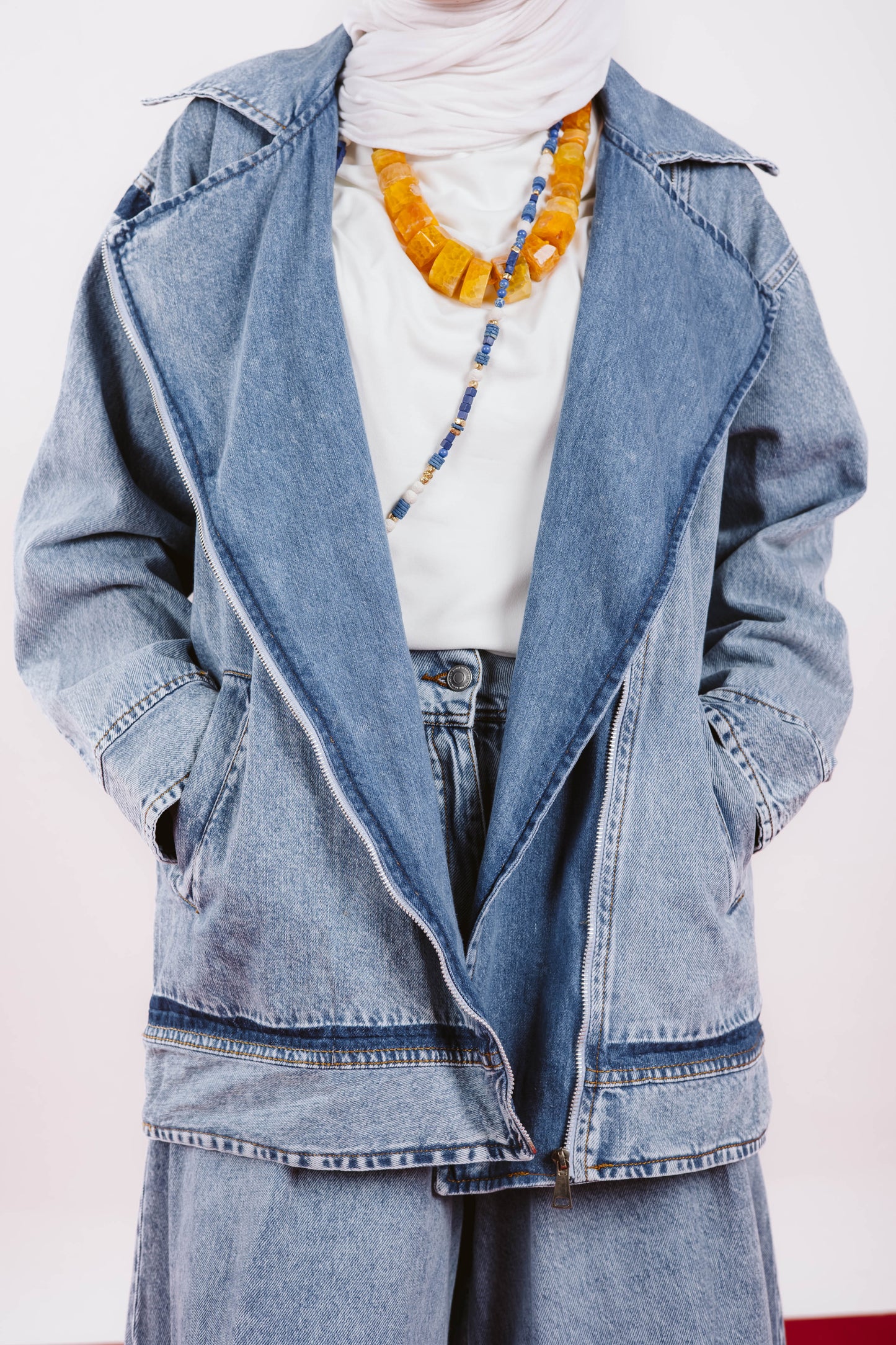 LONG OVERSIZE DENIM JACKET-LIGHT BLUE