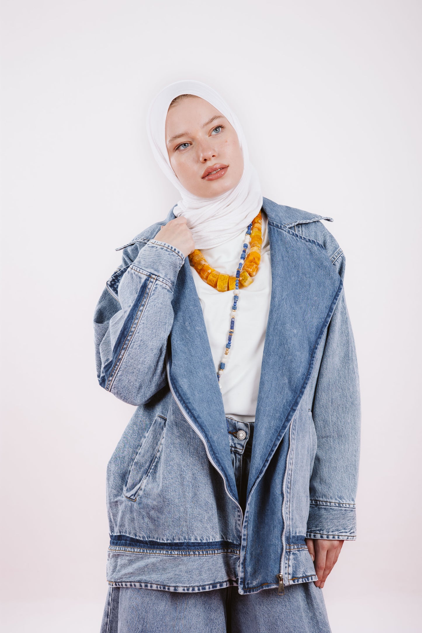 LONG OVERSIZE DENIM JACKET-LIGHT BLUE