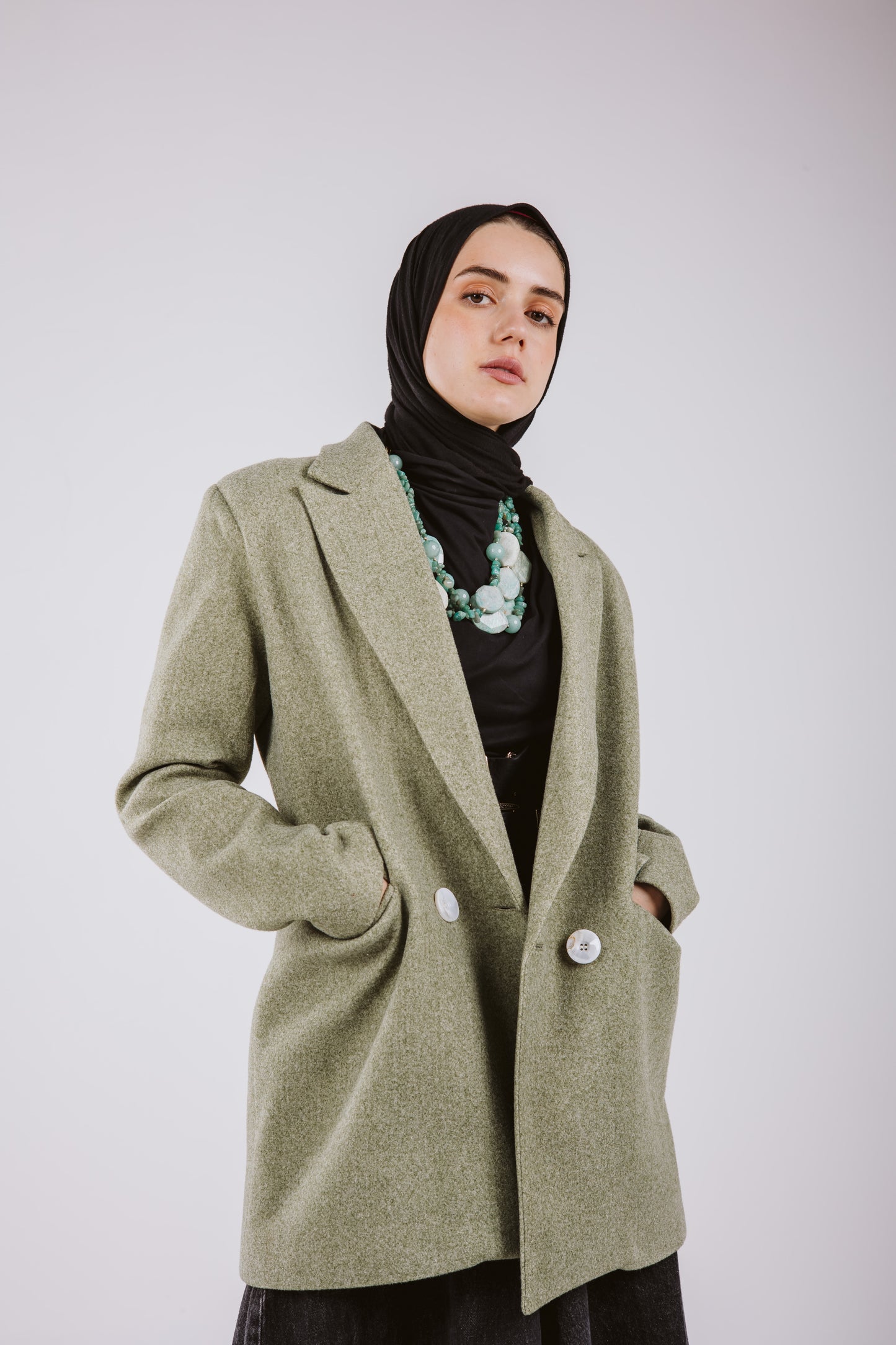 0VERSZIE WOOL BLAZER - MINT GREEN