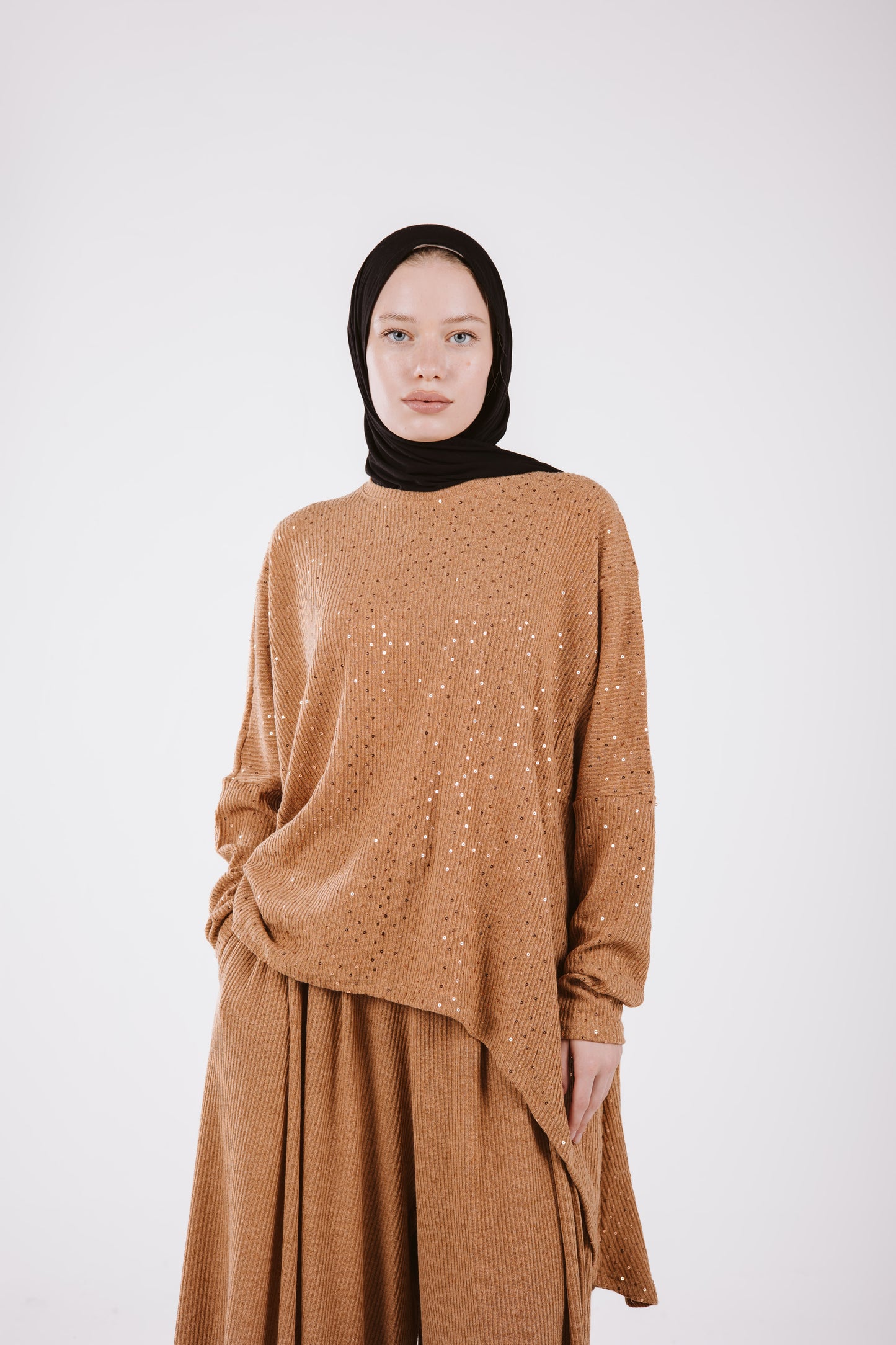 SEQUINE WIDE LEG SET IN HONEY