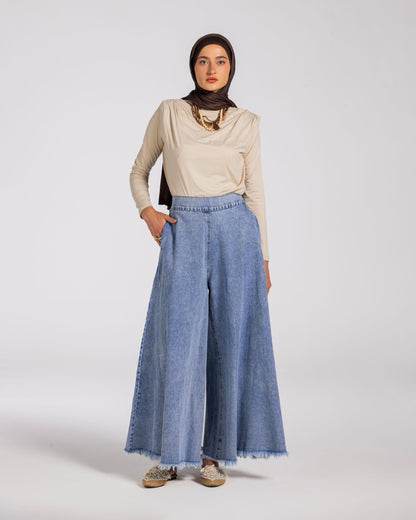 SHOULDER PADED DRAPED TOP - BEIGE