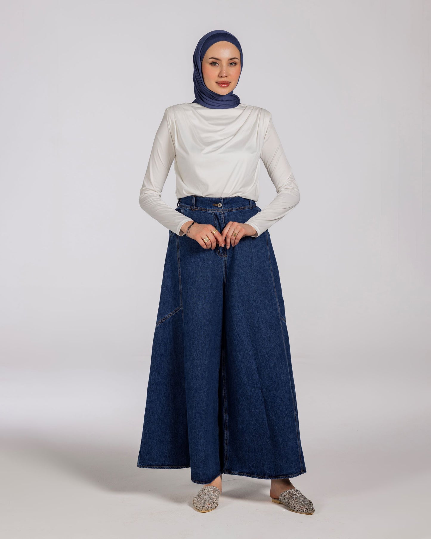 SHOULDER PADED DRAPED TOP - OFFWHITE